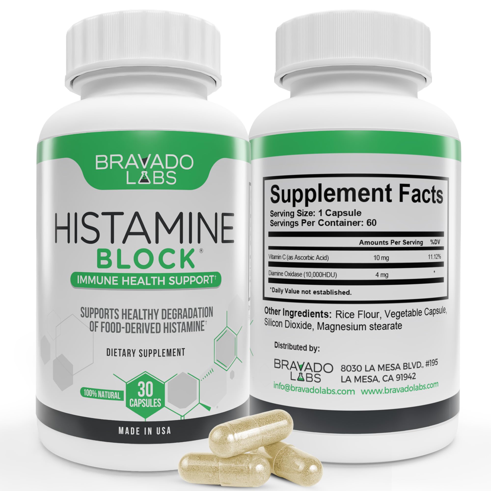 Premium Histamine Block Supplement - Histamine Blocker Diamine Oxidase Supplement - Advance DAO Enzyme Supplement for Food-Derived Histamine Intolerance - Made in USA (30 Capsules)