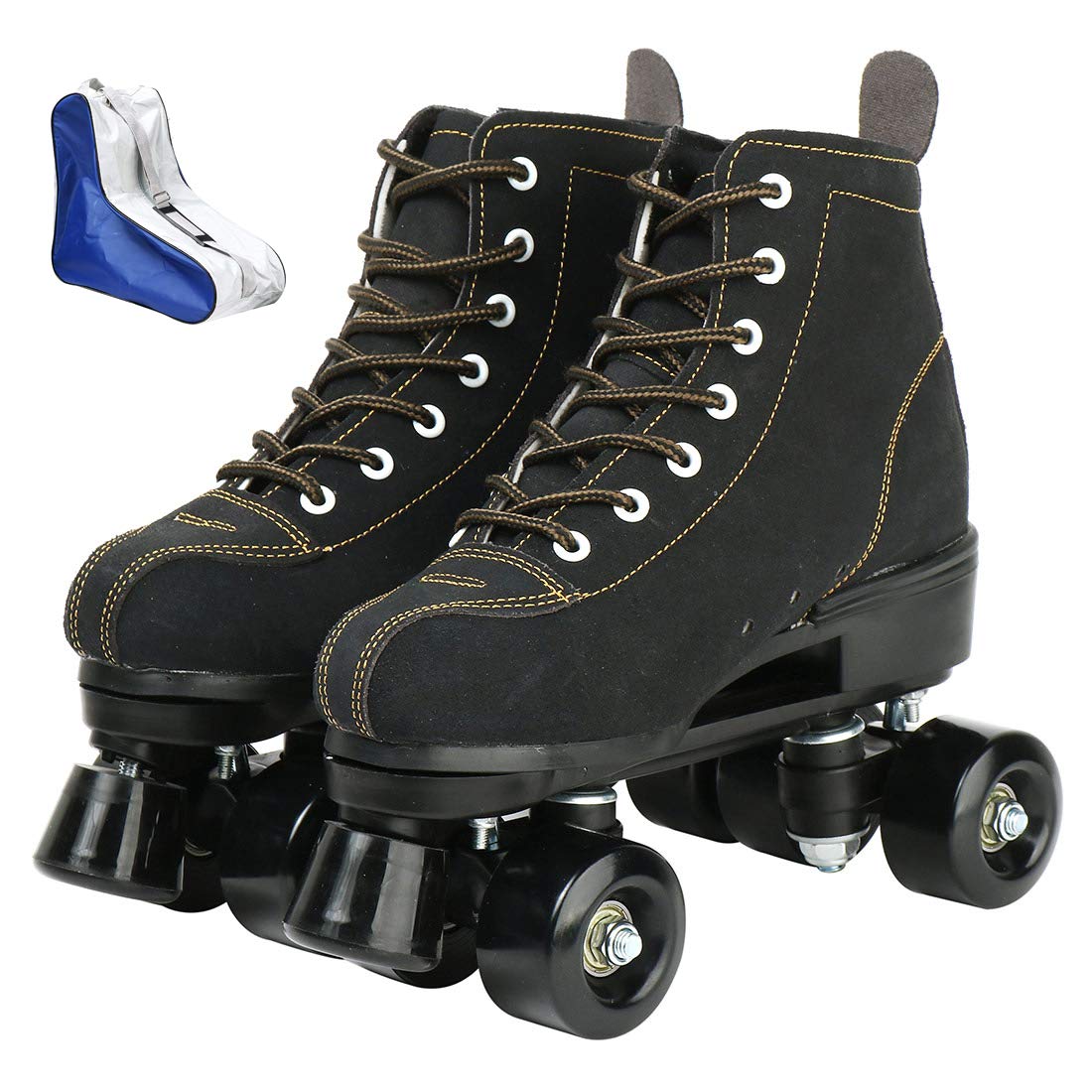 Roller Skates for Women Men High-top Roller Skates Four Wheels Roller Skates Shiny Roller Skates for Girls Boys with Shoes Bag