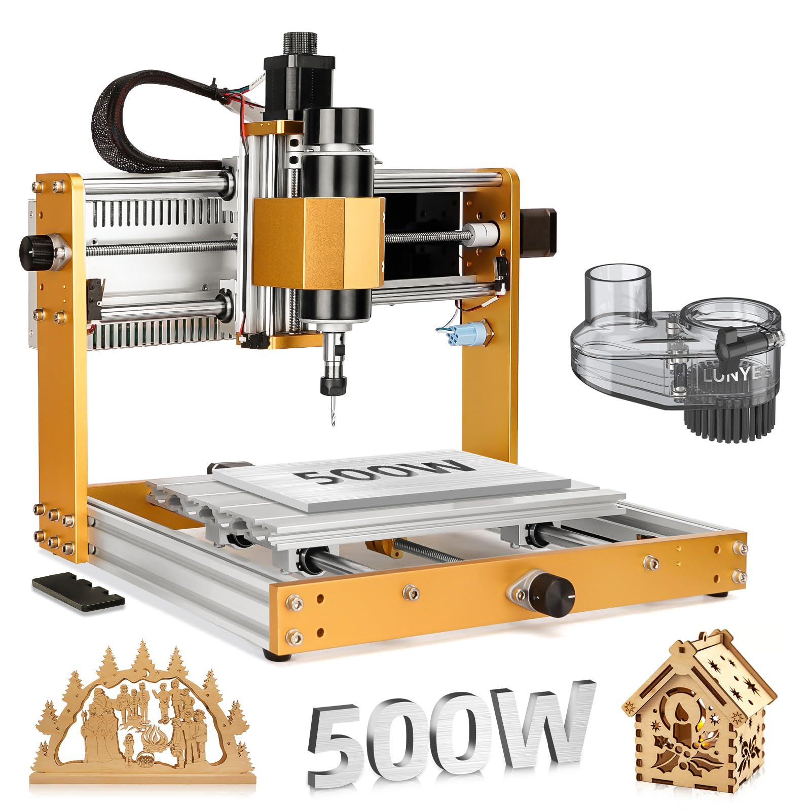 LUNYEE3018 PRO MAX CNC Machine 500W All-Metal CNC Router Machine +52MM Diameter Dust Shoe