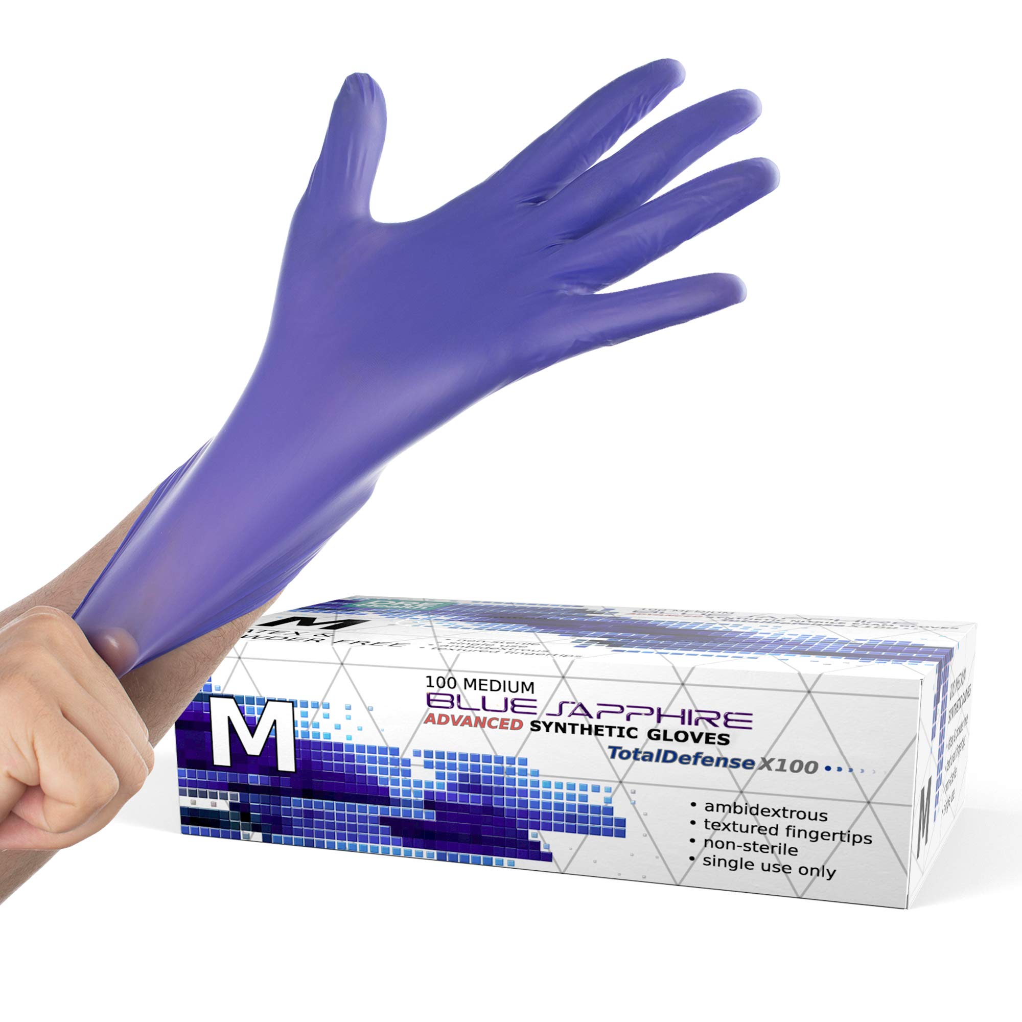 Dre Health Synthetic Nitrile Disposable Gloves Medium -100 Pack -Latex Free Medical Gloves