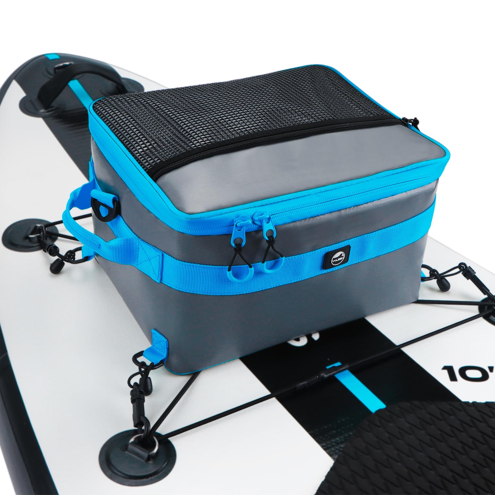 YVLEENWaterproof Paddle Board Cooler, SUP Cooler Durable PVC Material Paddle Board Deck Bag with Mesh Top Pocket, Adjustable Straps, Super Capacity for Stand-Up Paddleboard and Kayak Accessories