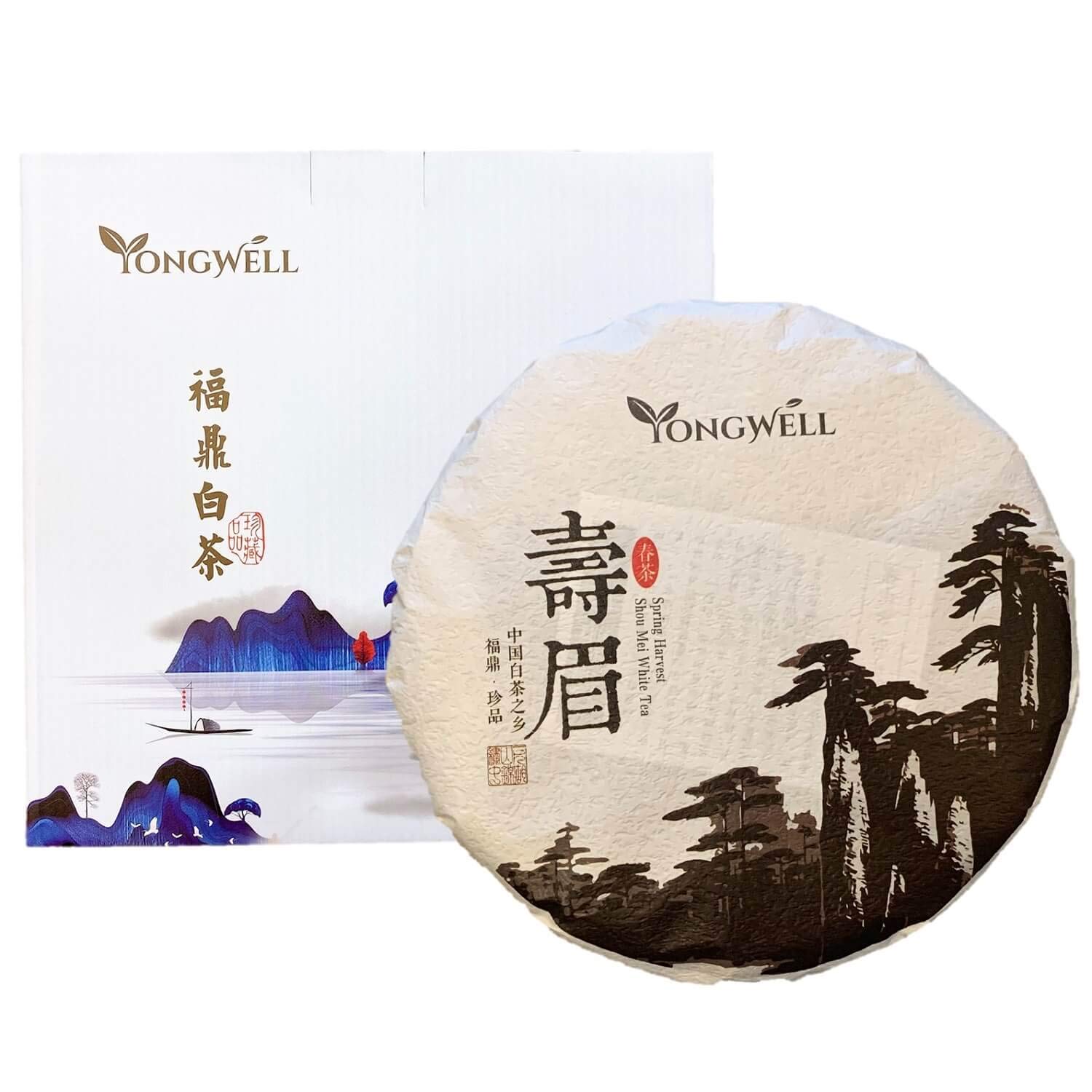 2016 Premium Shou Mei Spring Harvested White Tea Cake 350g (12.3oz), Free Tea Knife, Beautiful Gift Packaging