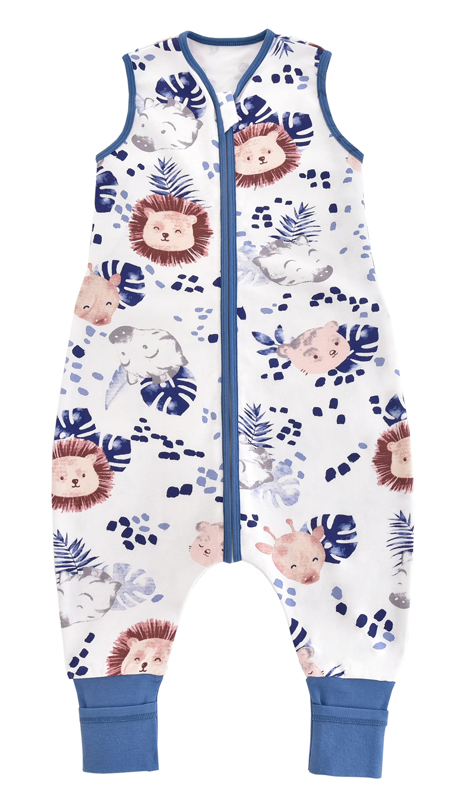 Chilsuessy Baby Summer Sleeping Bag with Feet 100% Cotton 0.5 Tog Baby Sleeping Bag Kid Sleeping Bag with Legs for Infant Toddler Sleeveless, Jungle Lion, 80cm/2-3 Years