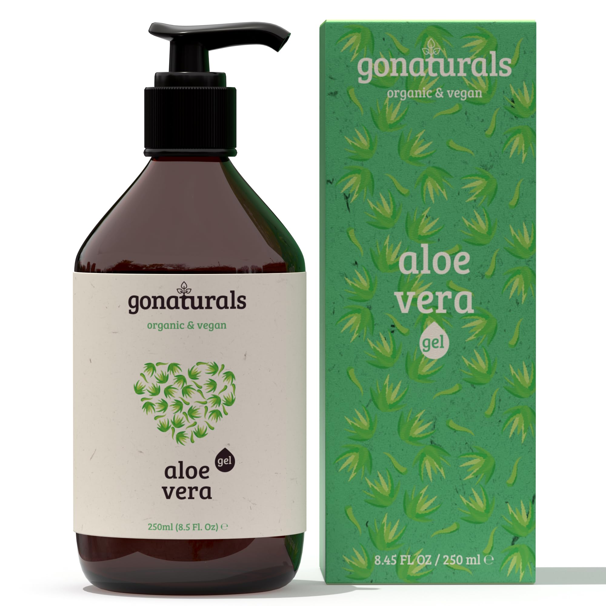 GONATURALS Pure Aloe Vera Gel For Face, 250ml - Organic Aloe Vera Gel Rich in Vitamins A, C, E - Hydrating Aloe Vera Moisturiser - 100% Pure Aloe Vera Gel for Hair and Skin Care