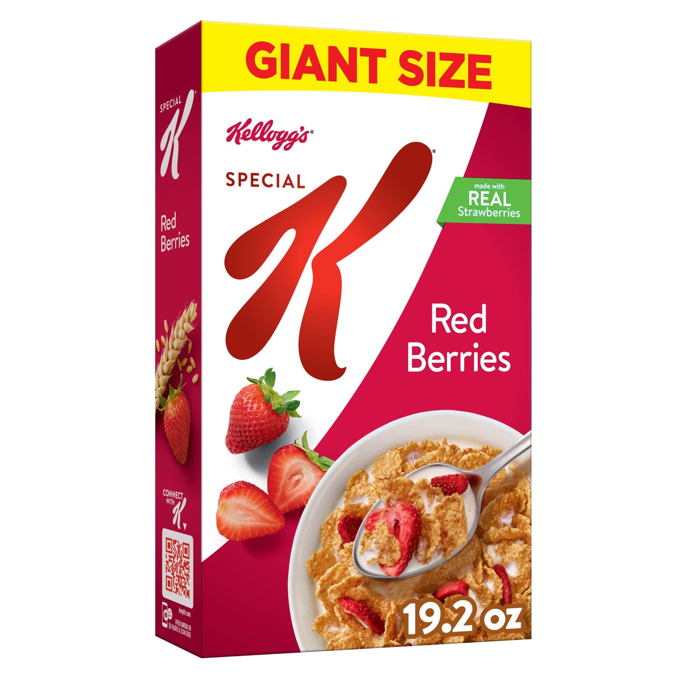 Kellogg's Special K Breakfast Cereal, Family Breakfast, Fiber Cereal, Giant Size, Red Berries, 19.2oz Box (1 Box)