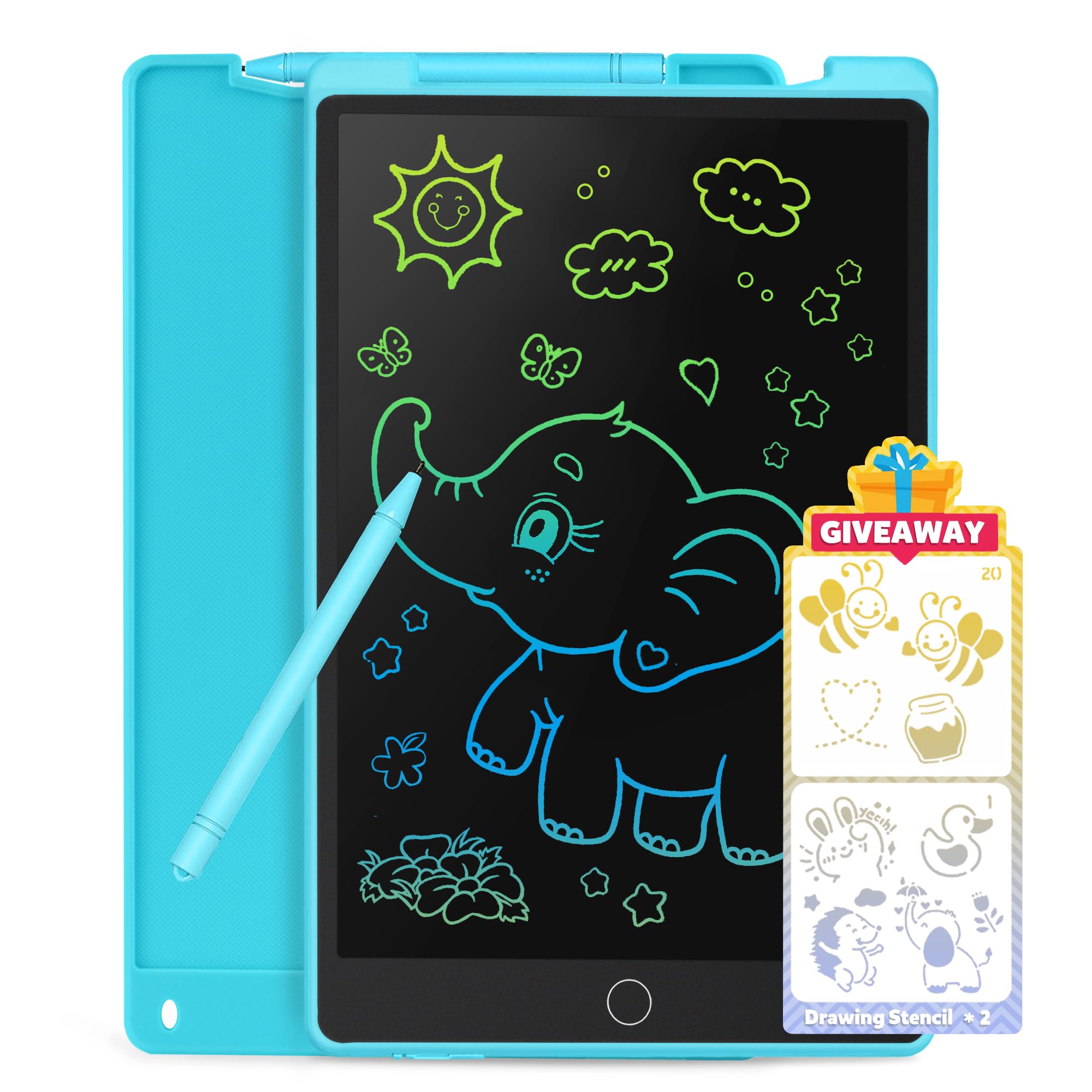 12 Inch LCD Writing Tablet for Kids, Toys for Boy, Drawing Pad. Doodle Board with Erase, Lock Function & Colorful Screen. Digital Notepad for Toddlers. Learning Boys Gifts for 3 + Year Old (Blue)