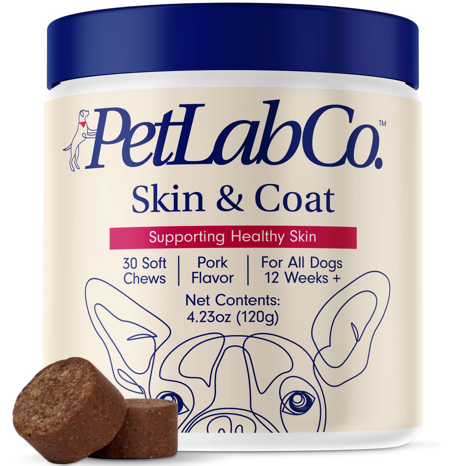 PetLab Co.Skin & Coat Chew - Optimize Scalp and Fur Condition with a Tasty Dog Chew, Packed with Beneficial Fatty Acids, Vitamins and Apple Cider Vinegar to Deliver Comfort and Support a Healthy Coat