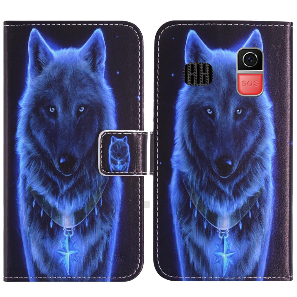 TienJueShi Wolf Fashion Style Book Stand Flip PU Leather Magnet Card slot Protector Phone Case Cover Etui Wallet ForTosaju CHAKEYAKE Uleway Big Button