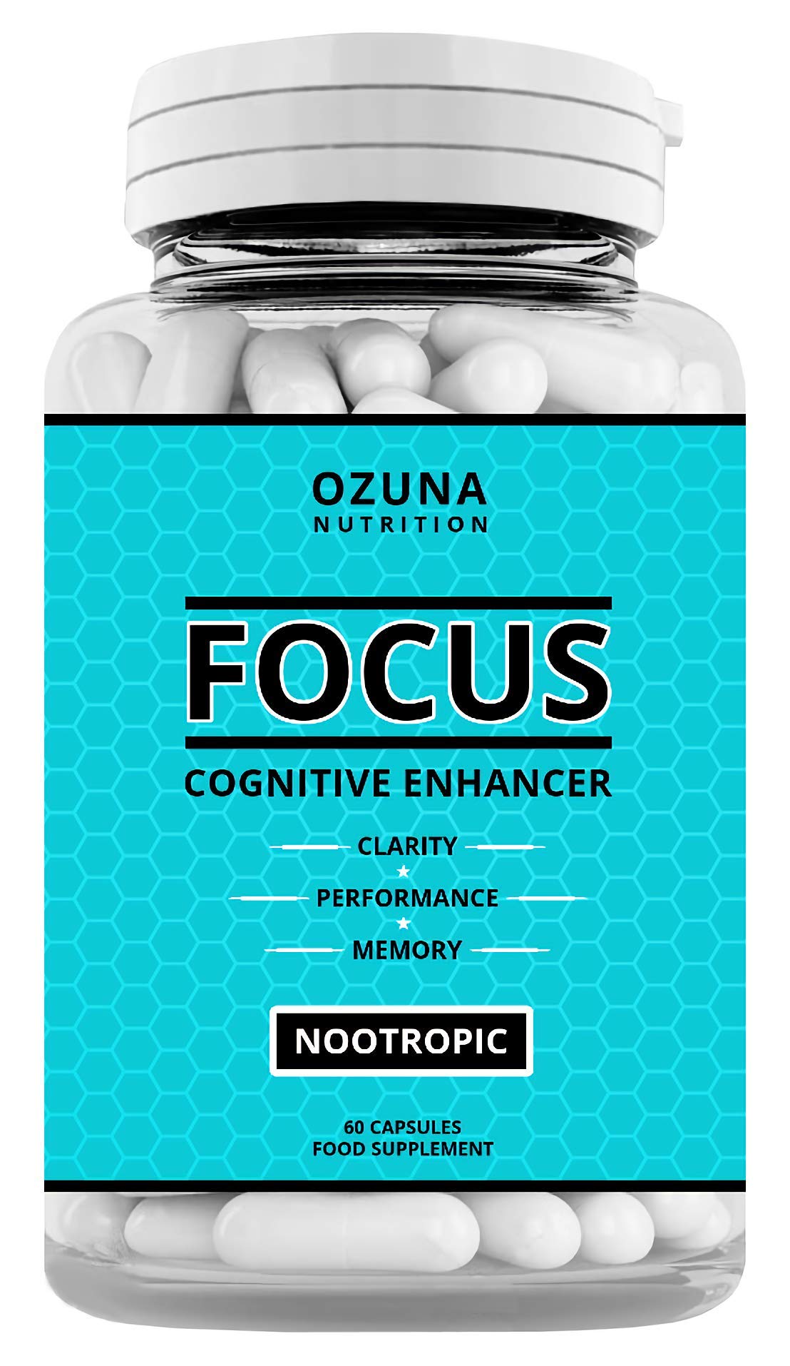 Focus & Memory Brain Supplement – Natural Nootropic for Cognitive Support, Energy, Mental Clarity, and Concentration Boost – 60 Capsules