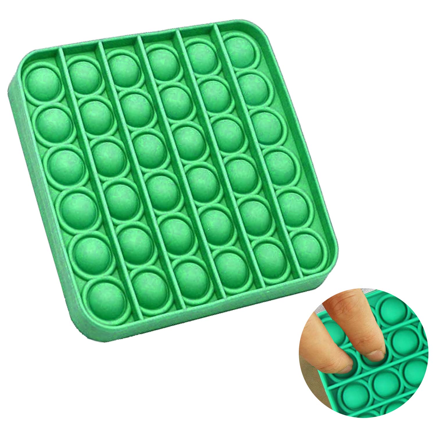 Tanku Toys® Push Pop Bubble Sensory Fidget Toy | Autism Special Needs Stress Reliever Anxiety Relief Toy, Bubble Popping Sensory Fidget Desk Toy (Green Square)