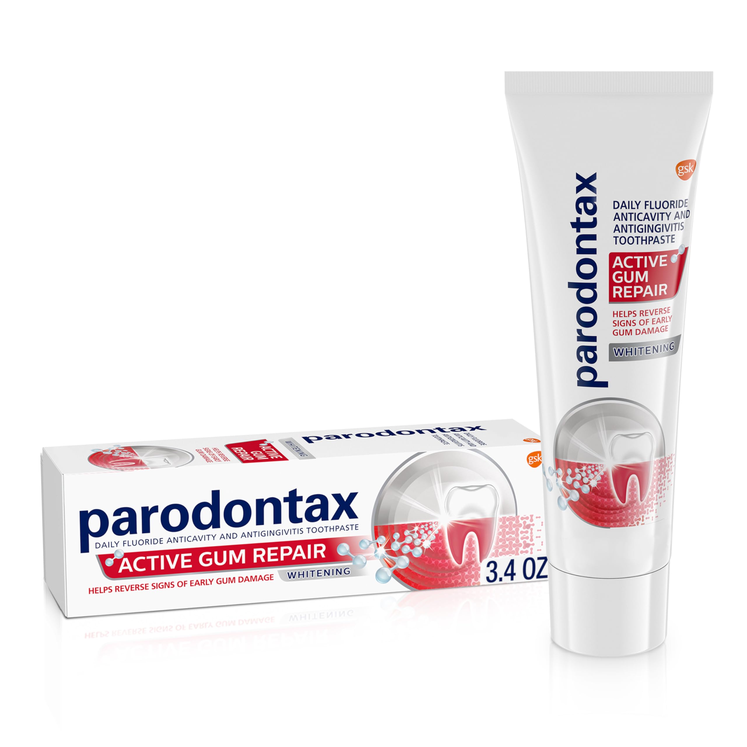 Parodontax Active Gum Repair Whitening Toothpaste for Bleeding Gums - 3.4 oz Tube