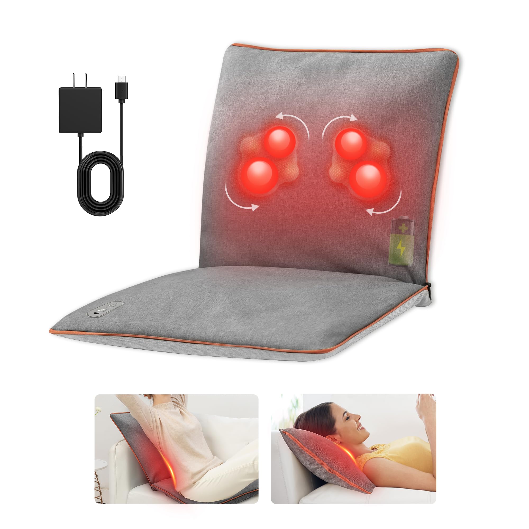 COMFIERHeated Back Massage Pad Mat, Foldable Back Massage Chair Pad with Adjustable Intensity, Shiatsu Back Massager with Heat, Gifts for Mom Dad Women Men