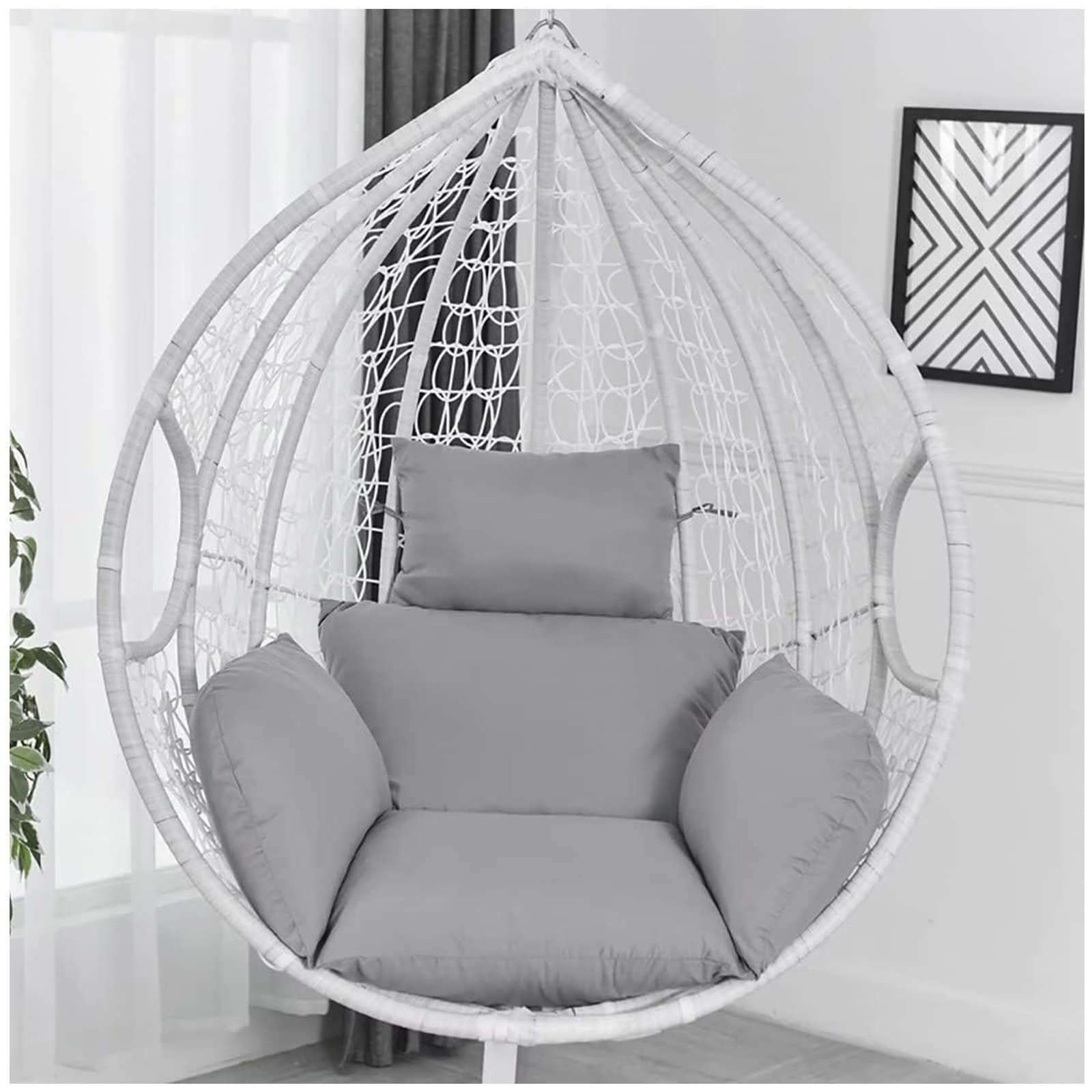 Foldable Egg Swing Chair Cushion, Egg Chair Cushion Replacement, Thicken Hanging Basket Chair Cushions (Cushion only),Grey