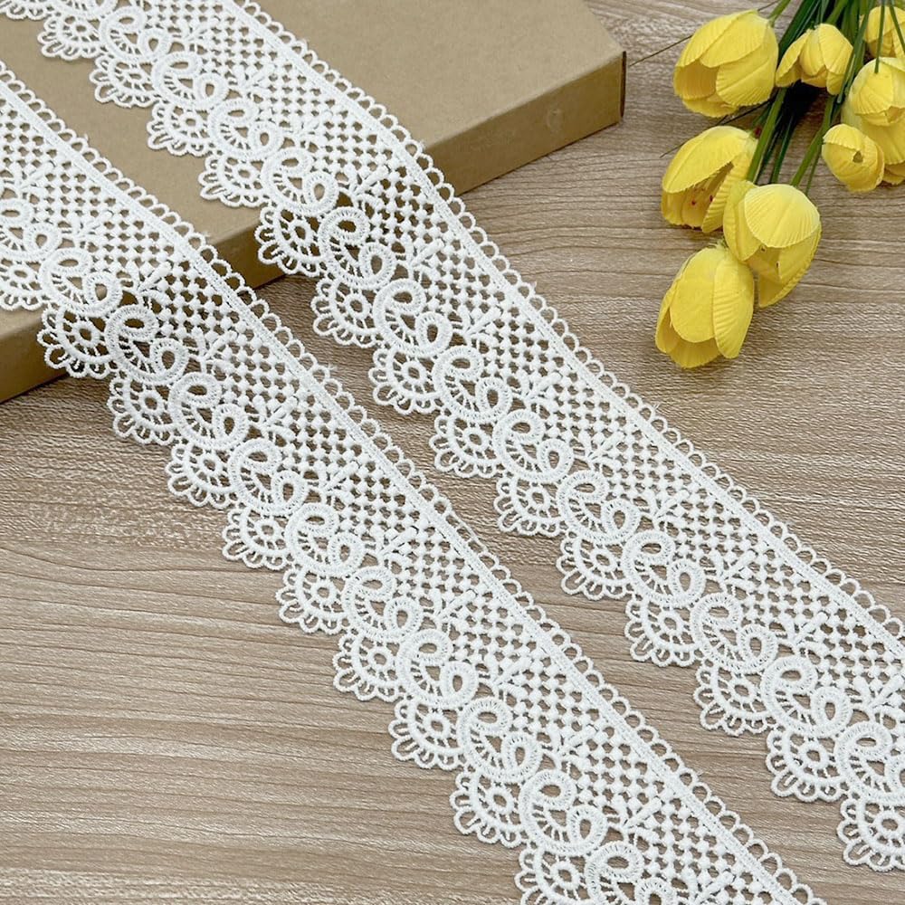 Designer’s Shop VL 6653 White Venice Lace Trim Gorgeous Vintage Pattern, 2-3/8” (60mm) x 3 Yards, DIY Sewing Crafting