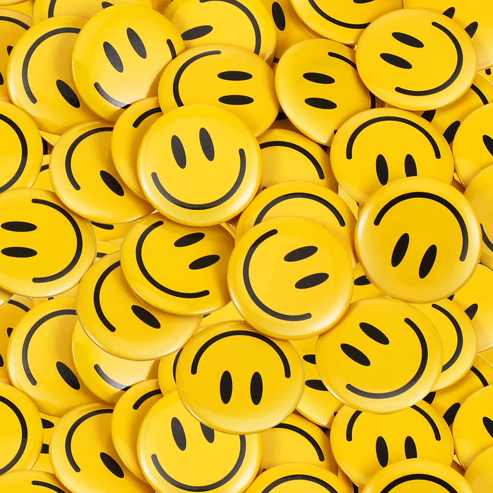 200 Pcs Happy Smile Face Button Pin Retro Pinback Buttons Badge Classic Smile Face Pin for Backpacks Accessory Women's Novelty Buttons and Pins, 1.25 Inch Diameter (Yellow)