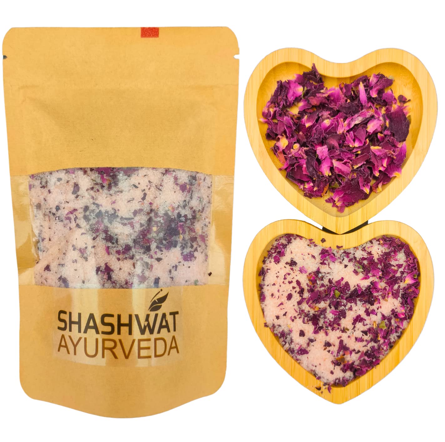 Shashwat Ayurveda Mineral Rich Himalayan 100% Pink Bath Salt With Natural Combo (Rose, 900 Gm)