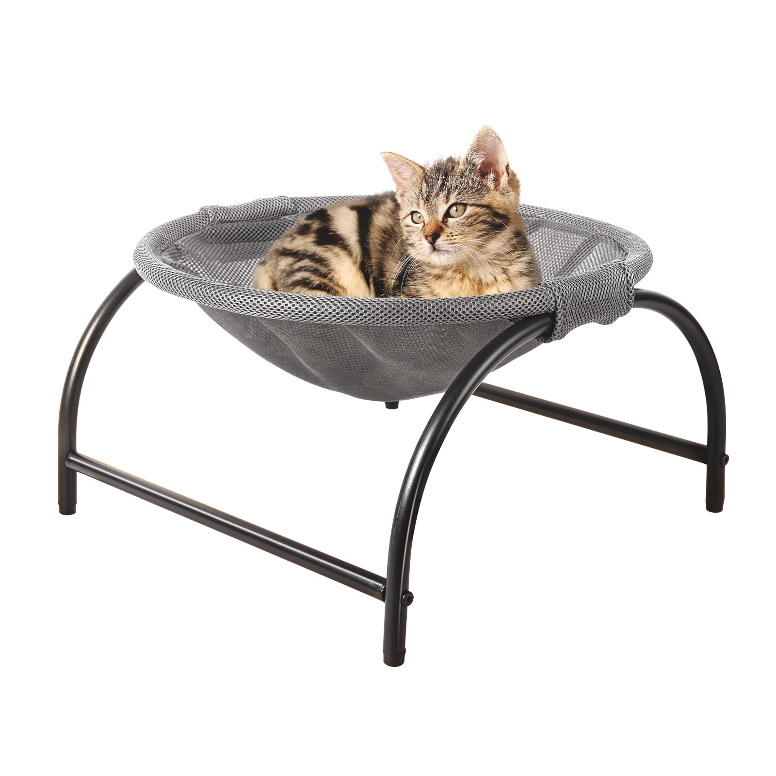 JUNSPOWCat Hammock Bed, 43×43×24cm Breathable & Whole Wash Free-Standing Cat Sleeping Bed - Easy Assembly Pet Bed for Cat/Small Dog Useable in Indoors Outdoors, Grey