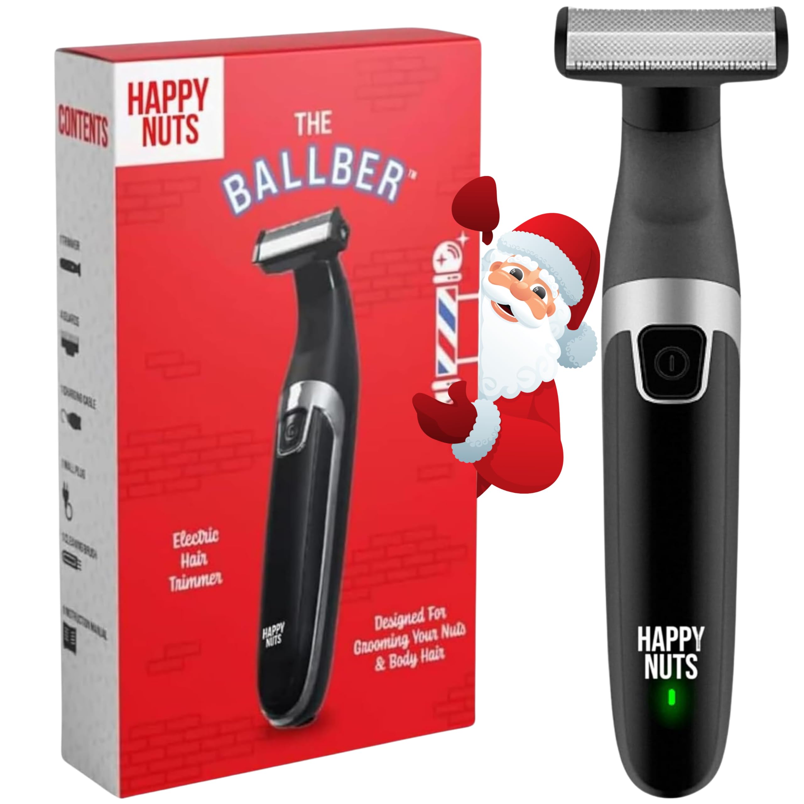 HAPPY NUTSThe Ballber™ Electric Body Hair Trimmer for Men - Mens Body Groomer Kit for Privates - IPX7 Waterproof Shaver for Hard to Reach Areas