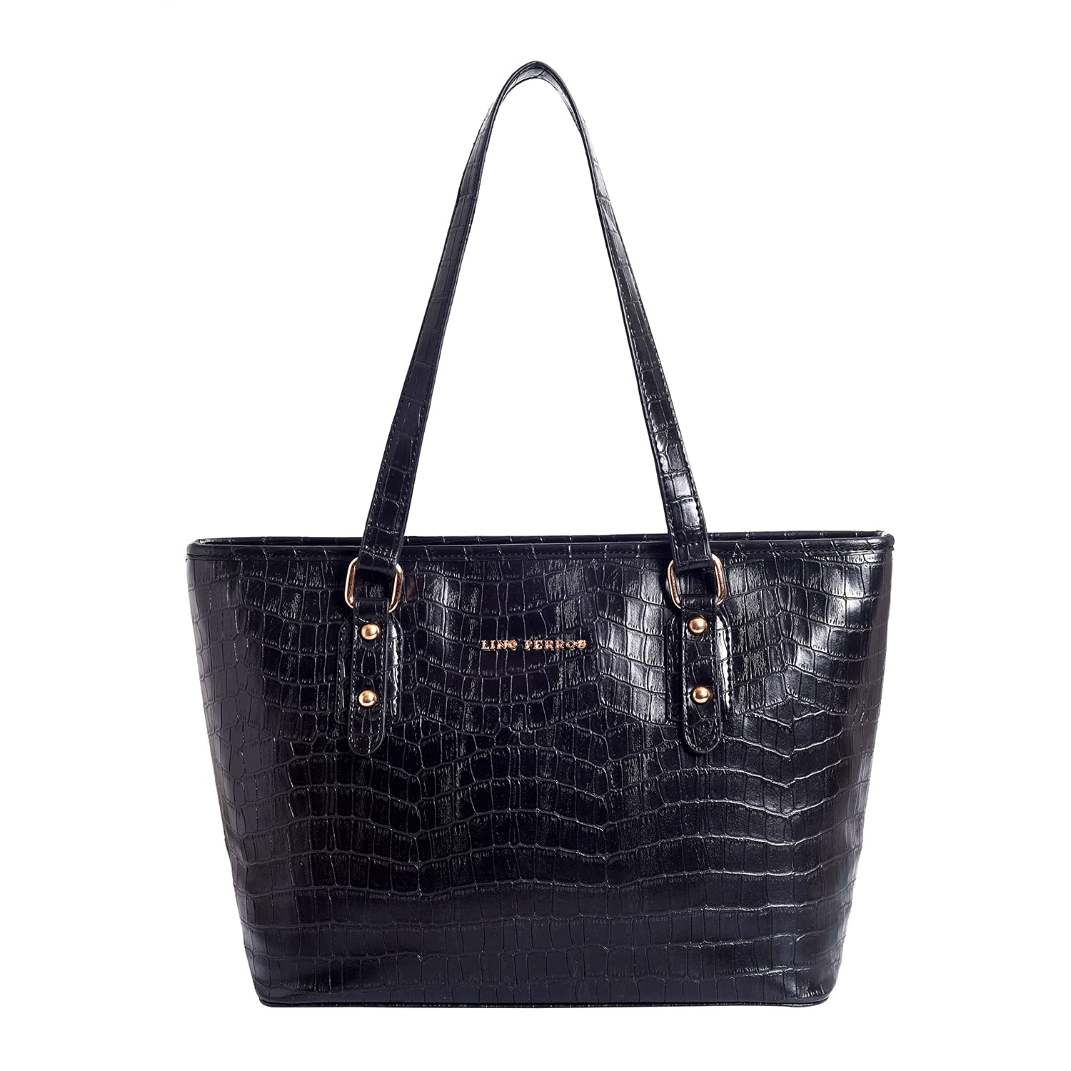 Lino PerrosBlack Coloured Croco Shoulder Bag