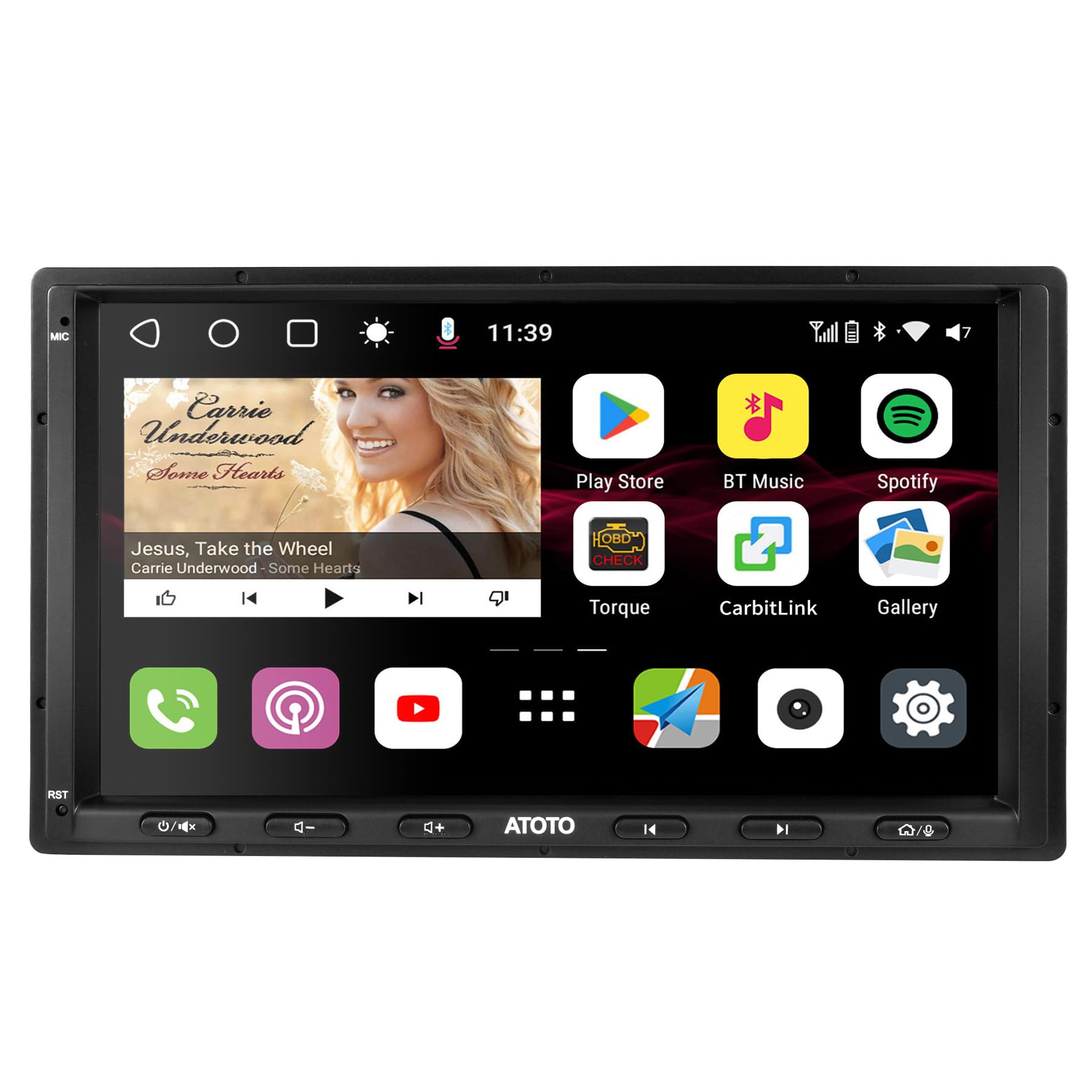 ATOTOS8MS 7 Inch 2 Din Android 4G+32G Car Radio, Wireless CarPlay and Android Car Wireless, Built-in 4G LTE, WIFI/USB/BT Tethering, 2 Bluetooth, 36-Band DSP EQ, MirrorLink, SCVC, S8G2A74MS