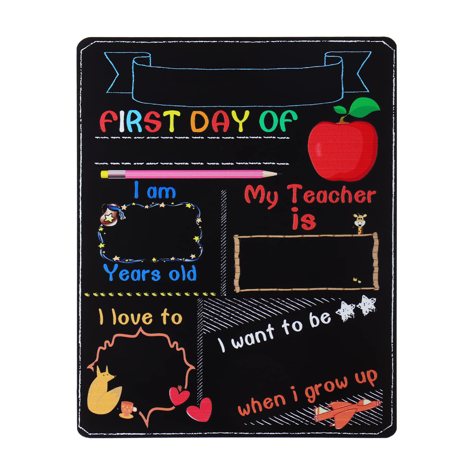 STOBOK First Day Last Day of School Chalkboard Double Sided Small Chalkboard Easy Clean Kindergarten Sign Photo Props for Kids Back to School Supplies