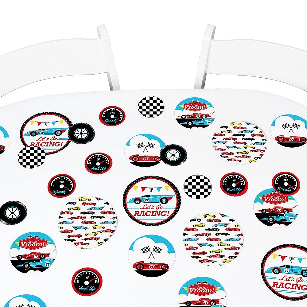 Big Dot of Happiness Let’s Go Racing - Racecar - Baby Shower or Race Car Birthday Party Giant Circle Confetti - Party Decorations - Large Confetti 27 Count