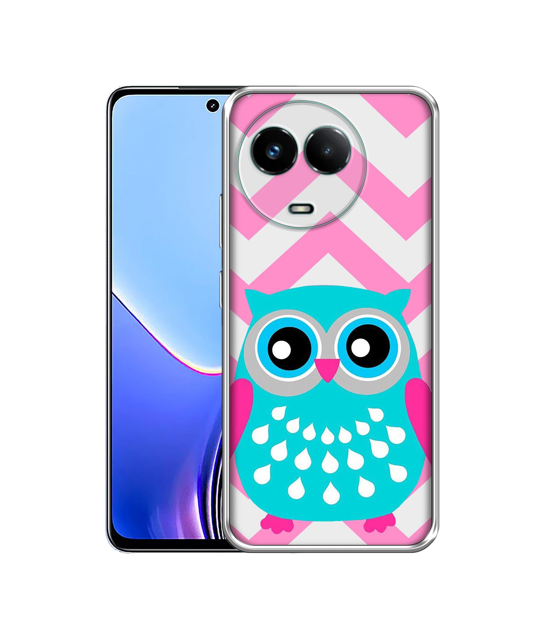 Amazon Brand- Solimo Basic Case for Realme 11 5G (Silicone_Sky Blue Owl)