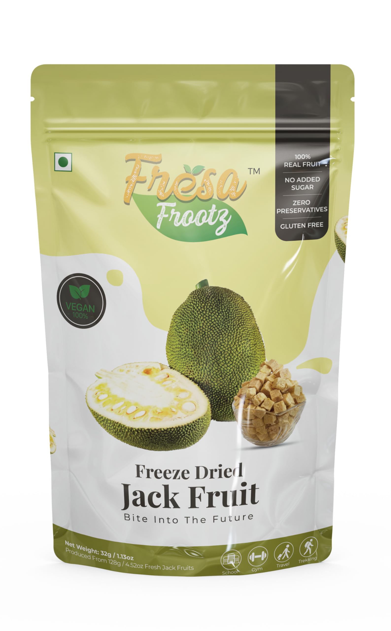 Fresa frootz Freeze-Dried Jack Fruit Delights: Crunchy, Sweet, and Nutritious Snack Light, Flavorful, and Healthy Snacks for Adults and Kids(Pack of 1)