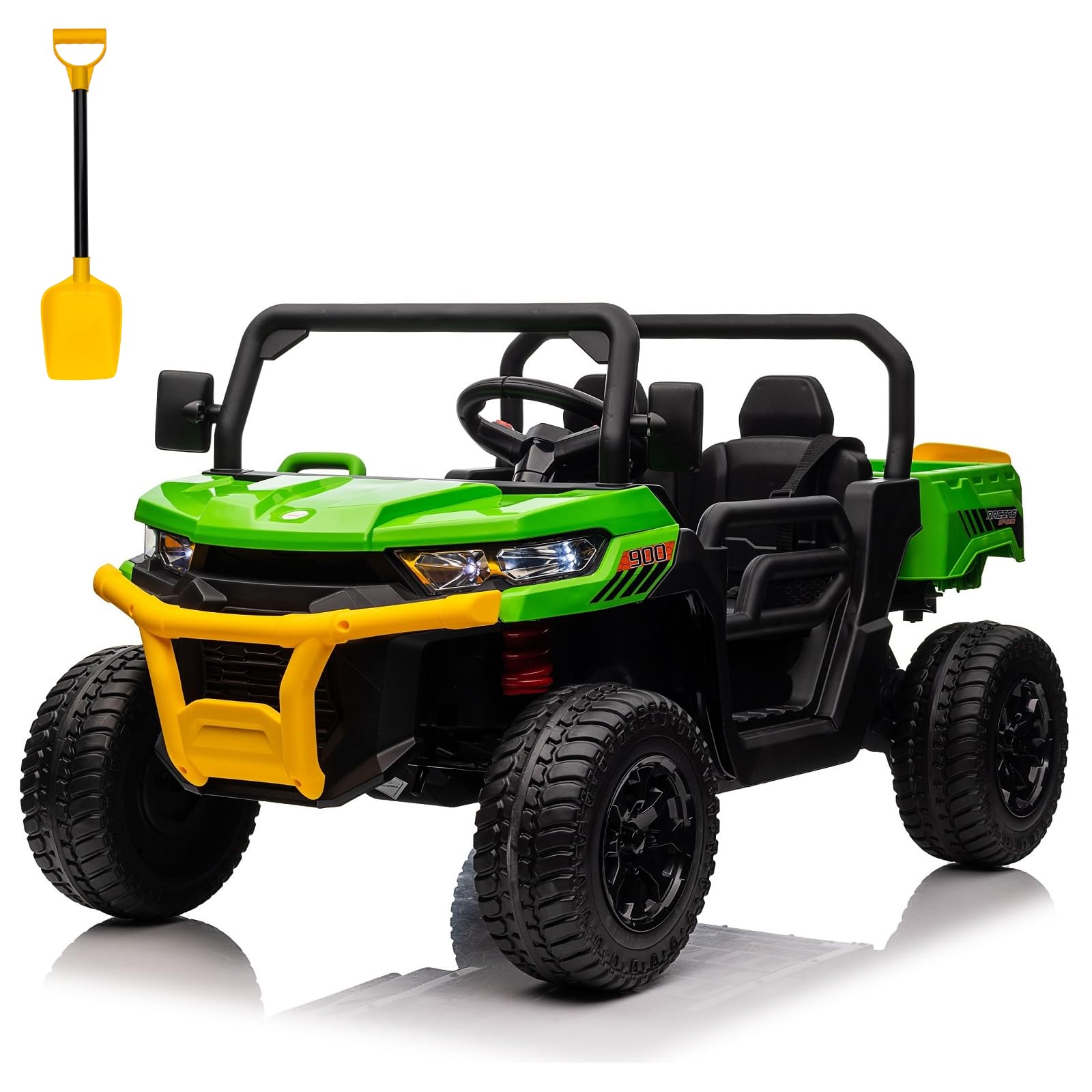 2024 24V 2-Seater Off-Road Ride on Electric Car Electric Dump Truck Kids UTV with Remote Control, Moving Dump Bed Powerful Battery Wheeler Ride on Toy Car for Kids, Best Gift for 3+ Year(Green)