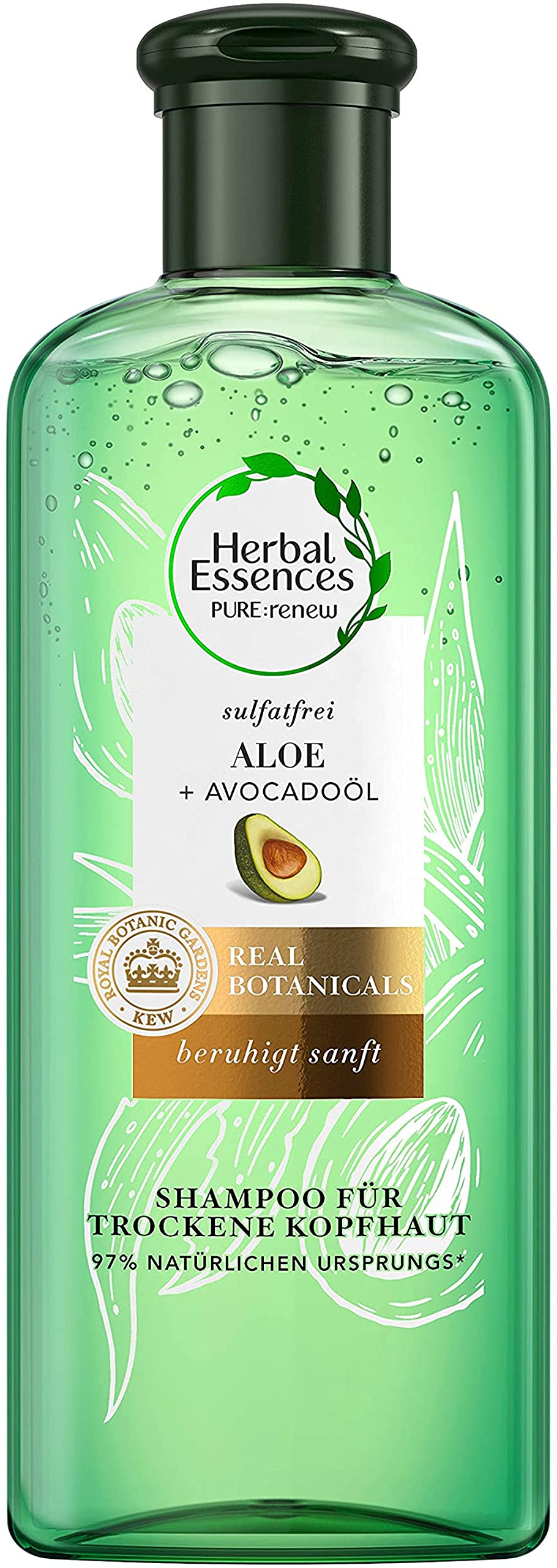 Herbal Essences Pure:Renew Sulfate Shampoo for Dry Scalp with Aloe + Avocado Oil, 225 ml, Silicone, Aloe Vera, Beauty, Hair Care Dry Hair, Shampoo Women, Cruelty