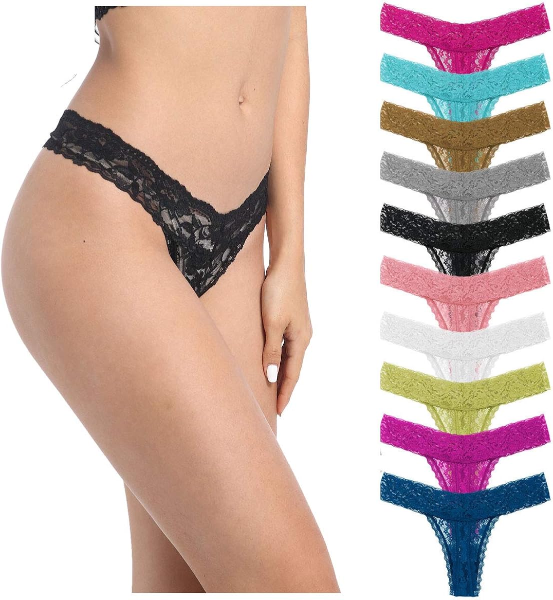 Tangas Mujer Pack Sexy Suaves y Elásticos Bragas para Mujer Ropa Interior  Femenina,Pack De 10 Surtido de Diferentes Patrones y Colores de Encaje.:  : Moda