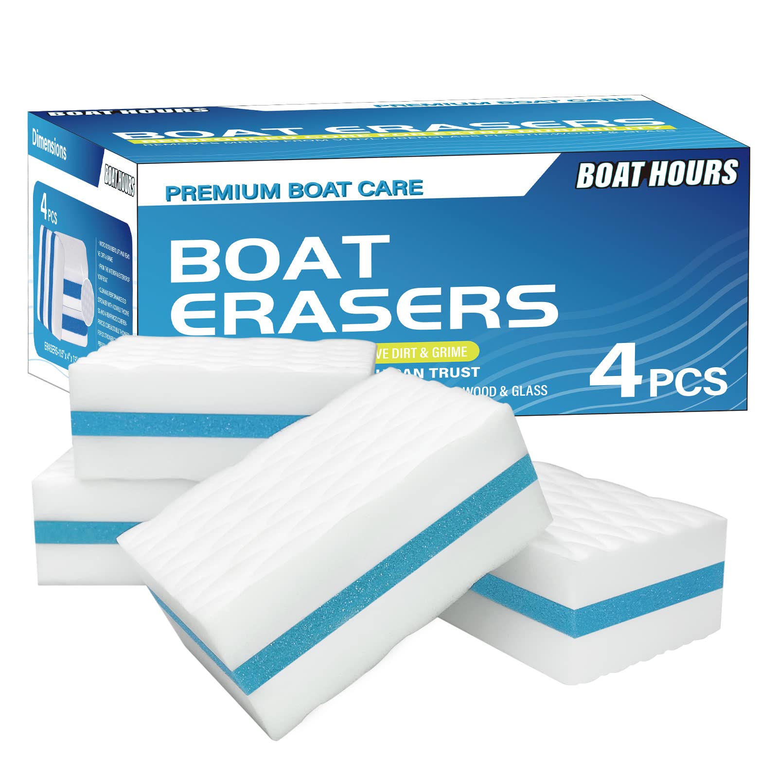 BOAT HOURS Boat Magic Erasers for Cleaning Boat Accessories Pontoon Sail Boat Cleaner Hull Supplies & Boating Gifts for Men