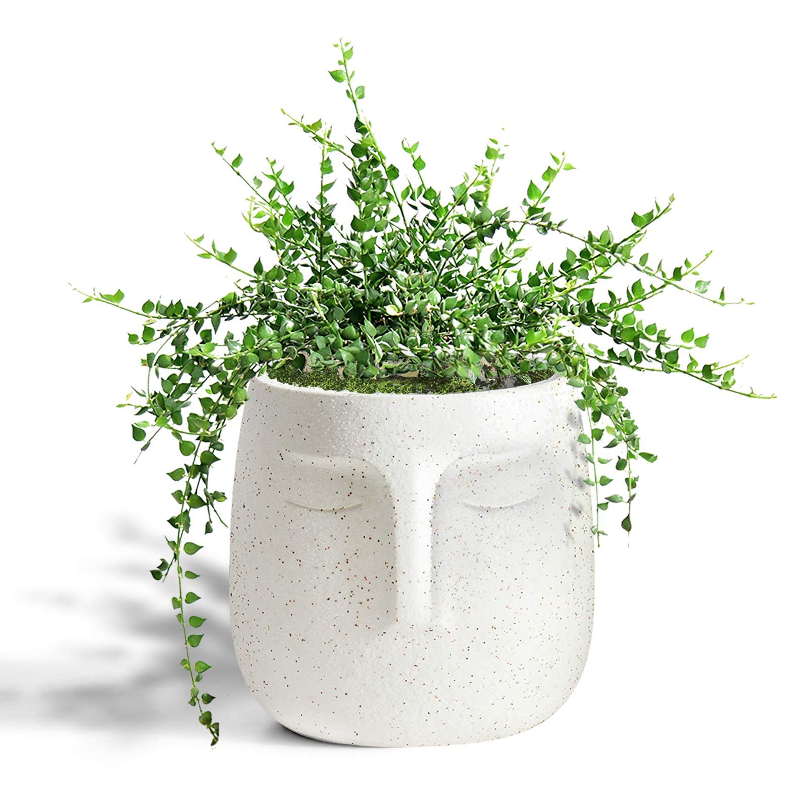 GeLive Head Plant Pot Succulent Planter with Drainage Hole Modern Statue Flower Pot Face Plant Vase Windowsill Box Art Home Decoration Indoor Outdoor (White)