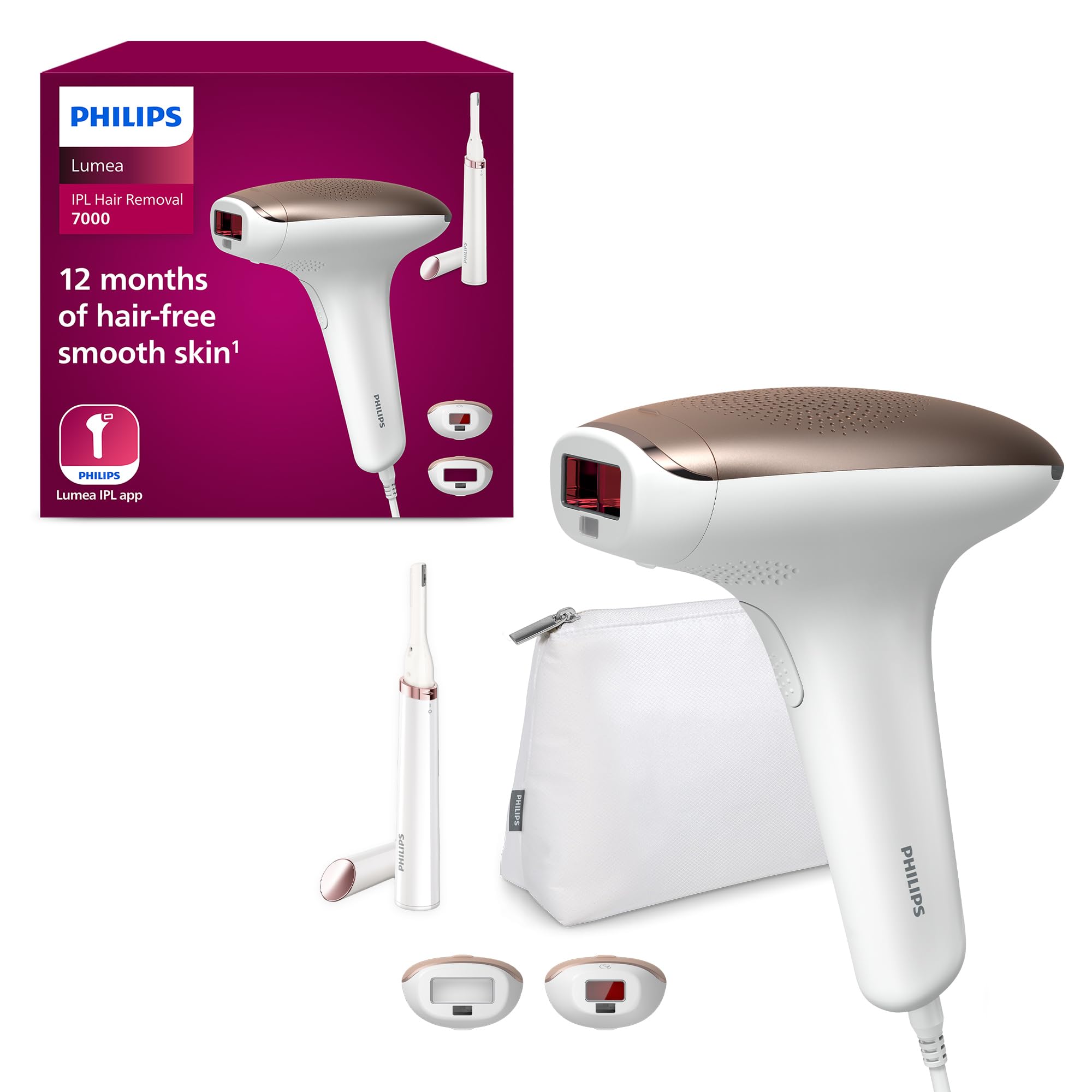 PHILIPSLumea IPL Hair Removal Advance - Hair Removal Device with Satin Compact Pen Trimmer, 2 Attachments for Body and Face, Corded Use (Model BRI921/00)