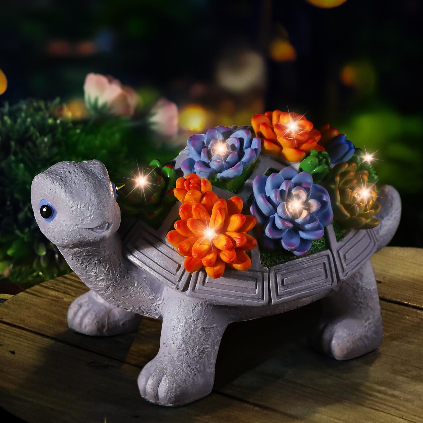 Eletorot for Mum Nan Grandma Garden Ornaments Outdoor Solar Turtle, Garden Birthday Gifts for Women, Garden Statue Decor with LED Lights - Unique Gardening Presents