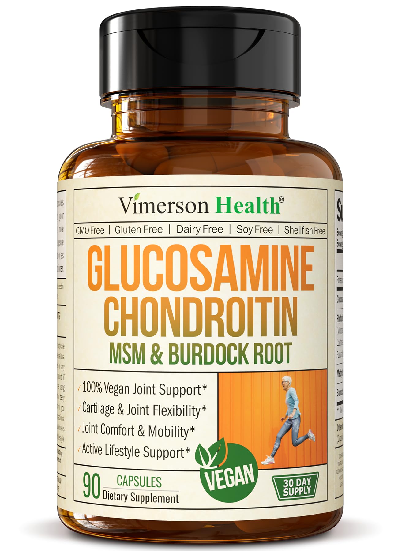 Vegan Glucosamine Chondroitin, Phytodroitin MSM Supplement Capsules. Joint Support Supplement Without Shellfish. 100% Vegan, Non-GMO & Plant-Based. Knees, Joint Health & Inflammation Balance. 90 Caps