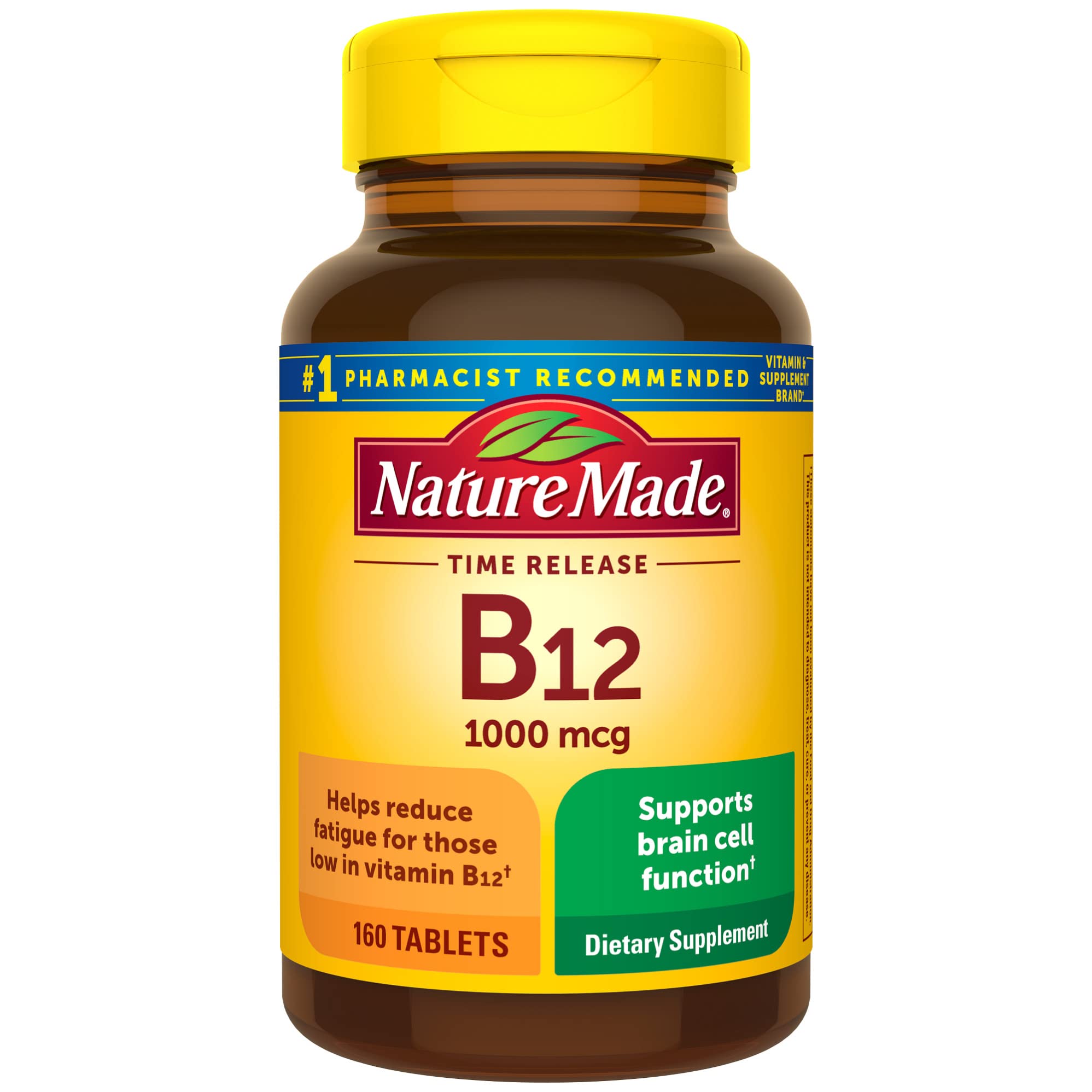 Nature Made Vitamin B12 1000 mcg, Dietary Supplement For Energy Metabolism Support, 160 Time Release Tablets, 160 Day Supply