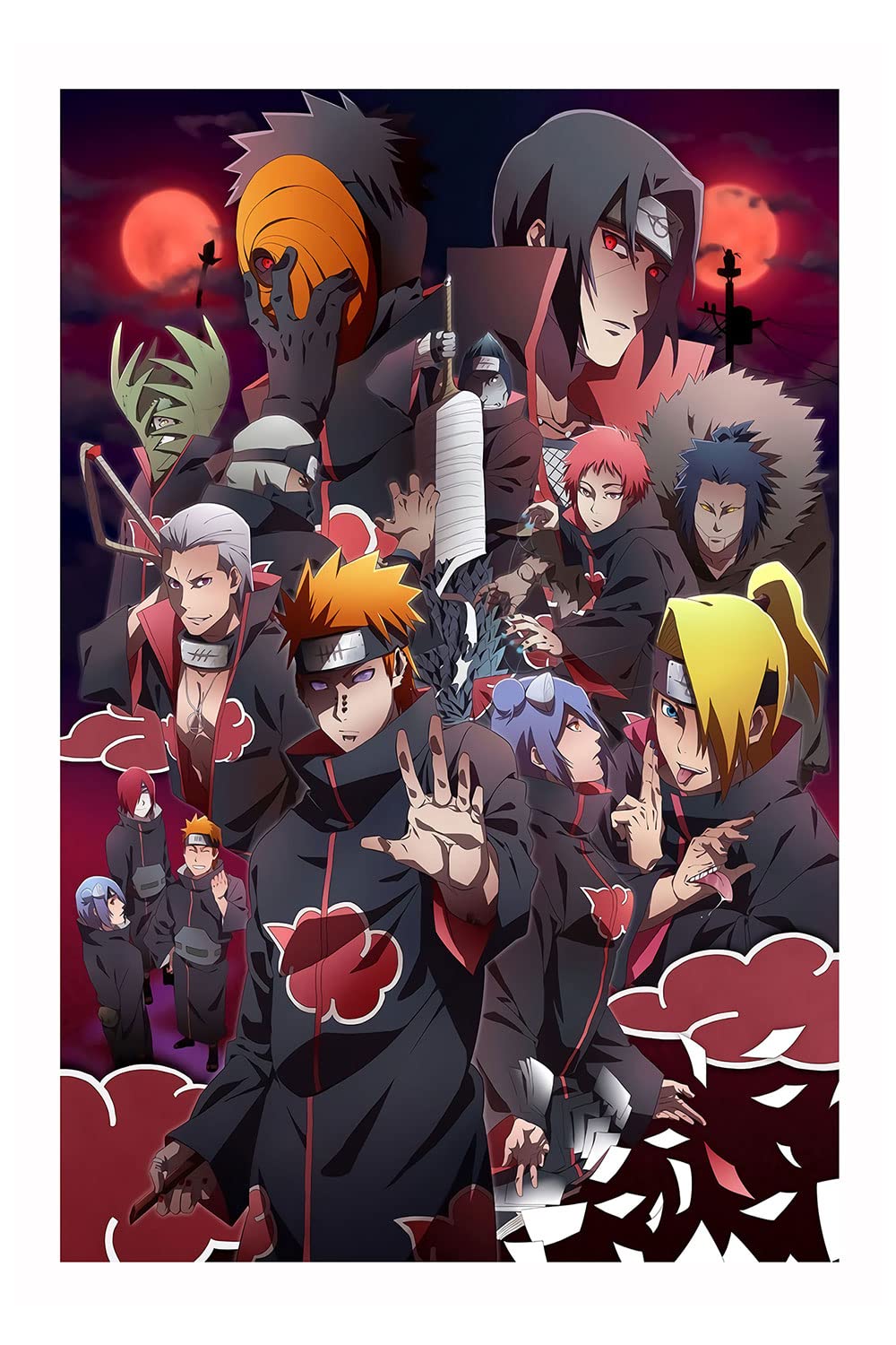 Akatsuski Poster Uchiha Itachi Pain Japan Manga Personality Anime Decorative Painting Wall Art Canvas Posters Gifts 16x24 inch No Frame