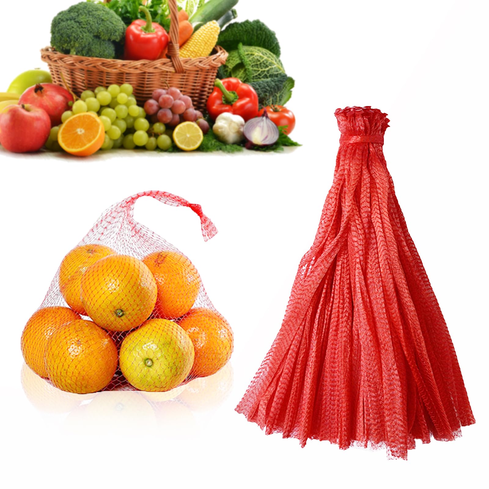 Reusable Produce Bags,Mesh Bag,Produce Bags Seafood Boiling Bags Onions Fresh Bag for Crab Clam Shellfish Crawfish Cooking Fruit Vegetable Produce Packaging Supplies 100pcs