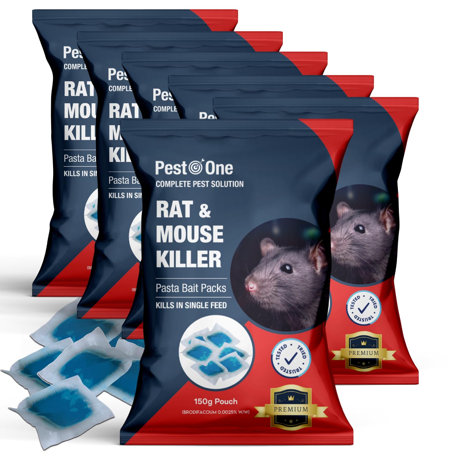 Rat Block Bait Mouse Poisoning Blocks Blue Pasta Block Rodent Control Single Feed Rat Mice Killer Sachets Strongest Strength Blocks for Home & Garden Treatment (150g Pasta x 6 Pack) Brodifacoum Paste