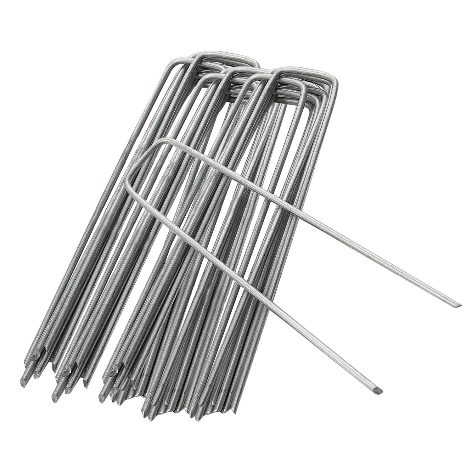 ANSIOPack of 20 - Garden Pegs Stakes Staples Securing Lawn U Shaped Nail Pins, 4''/100mm Ideal for Weed Control Membrane/Fabric/Artifical Grass/Matting/Netting Galvanised Ground Peg