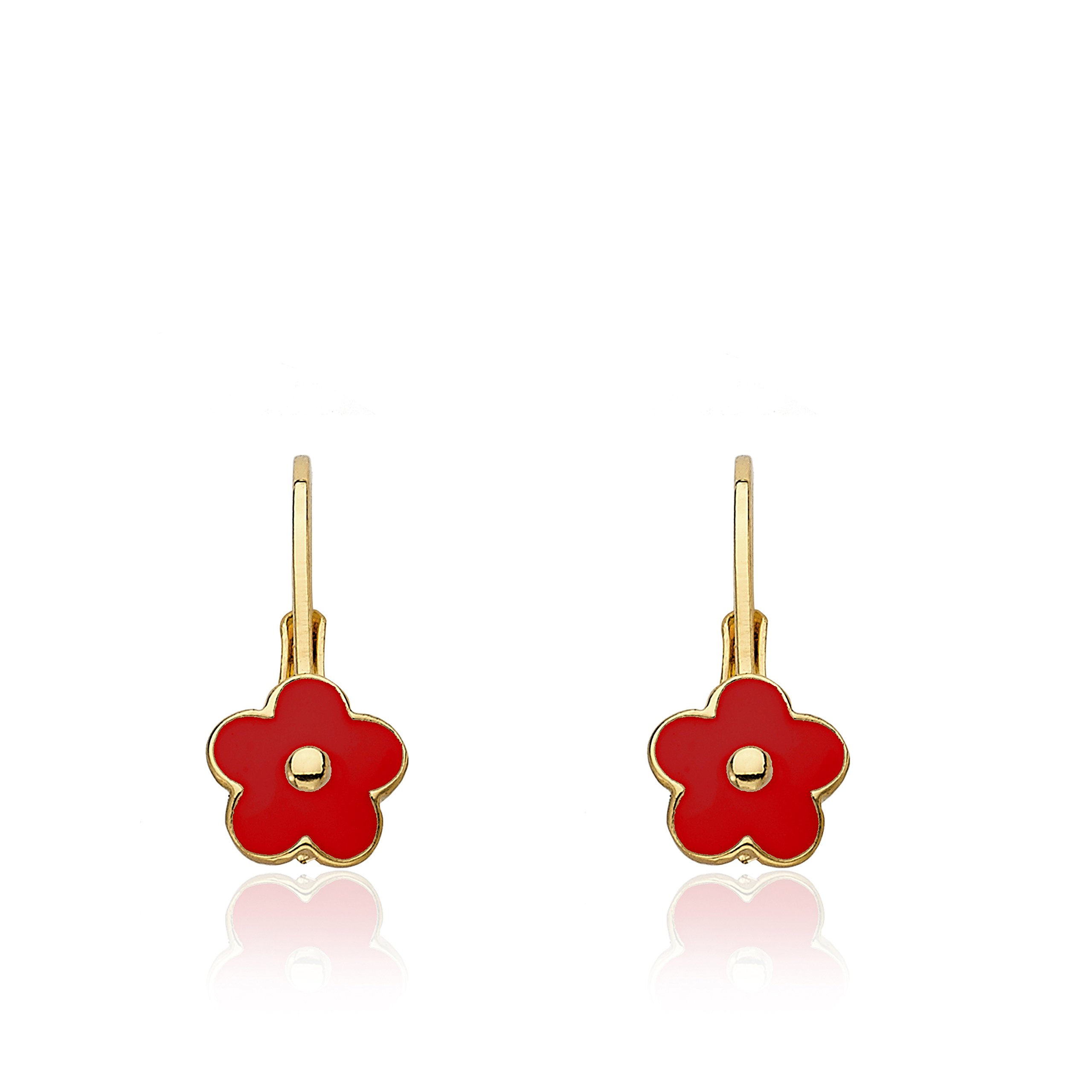 Kids Earrings - 14k Gold Plated Flower Leverback Earrings-Hypoallergenic and Nickel Free For Sensitive Ears