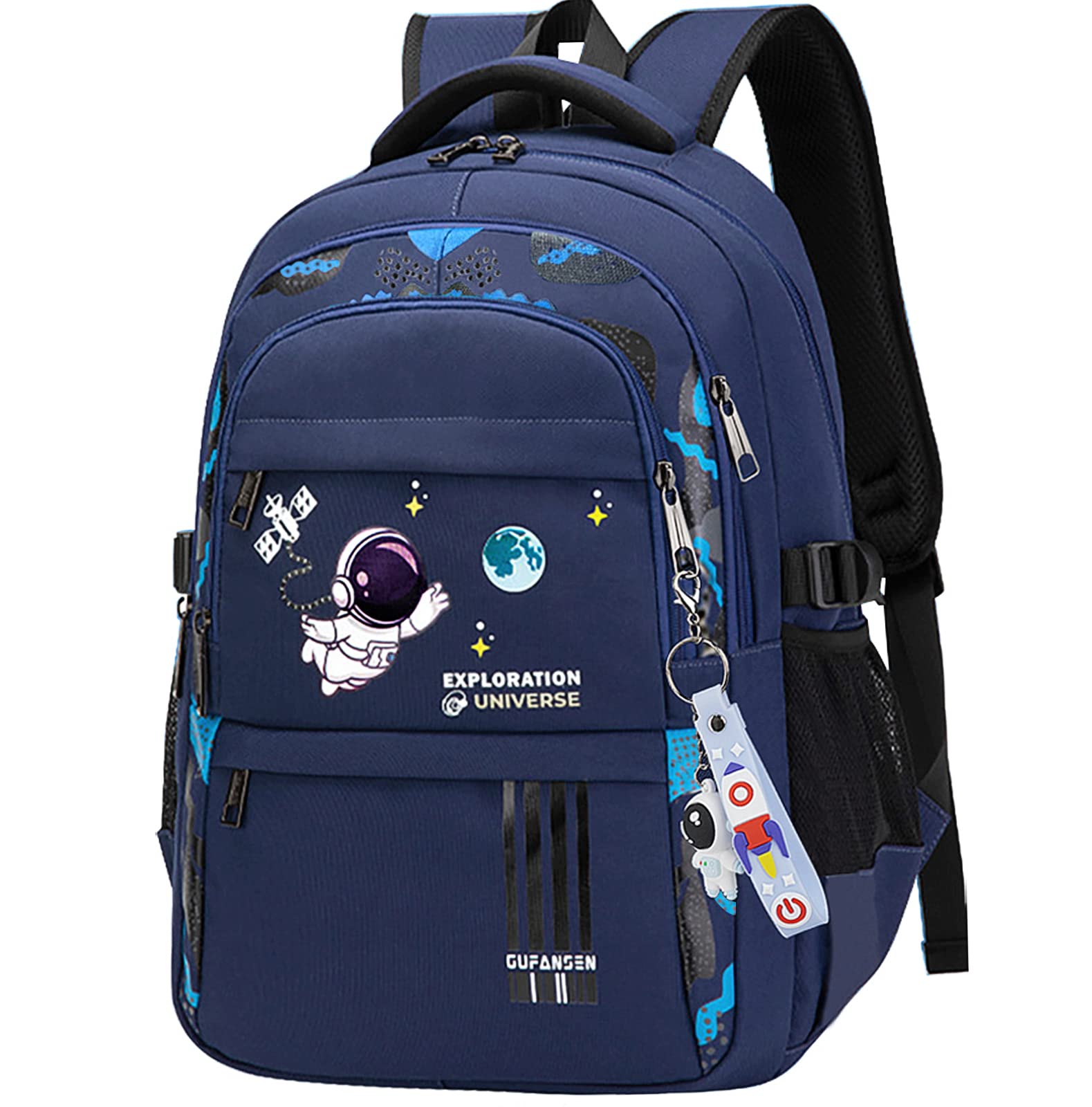 Astronaut Backpack for Boys Teens, Large Capacity School Bag Bookbag for Kids Elementary Middle (Blue)