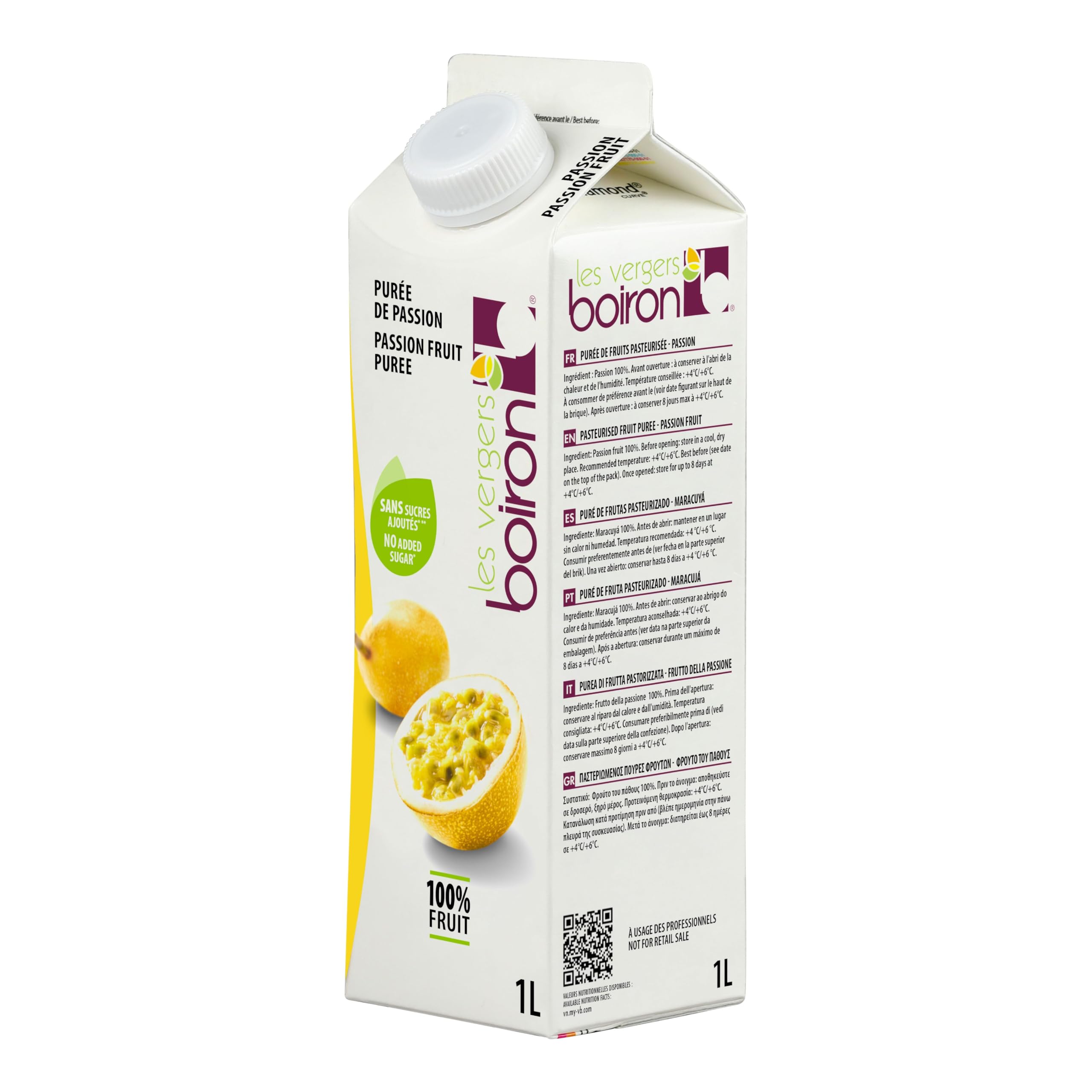 Boiron | Passion Fruit Puree | 100% Fruit - No Added Sugar, Flavourings, Colourings or Preservatives | Perfect for Cocktails, Desserts, Baking & Ice Cream | 1 Litre