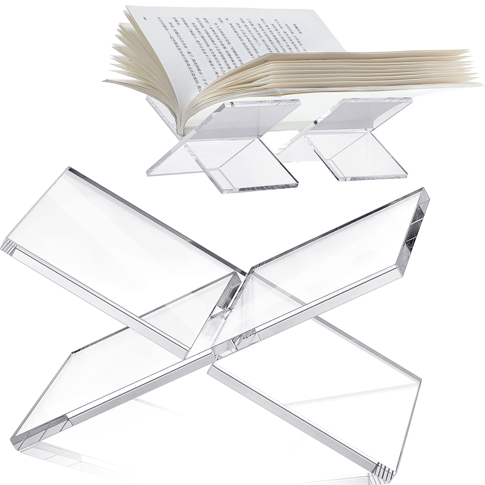 Blulu2 Pieces Mini Clear Acrylic Book Stand Small Book Holder Reading Stand for Open and Closed Books Display, 5.5 x 3 inches