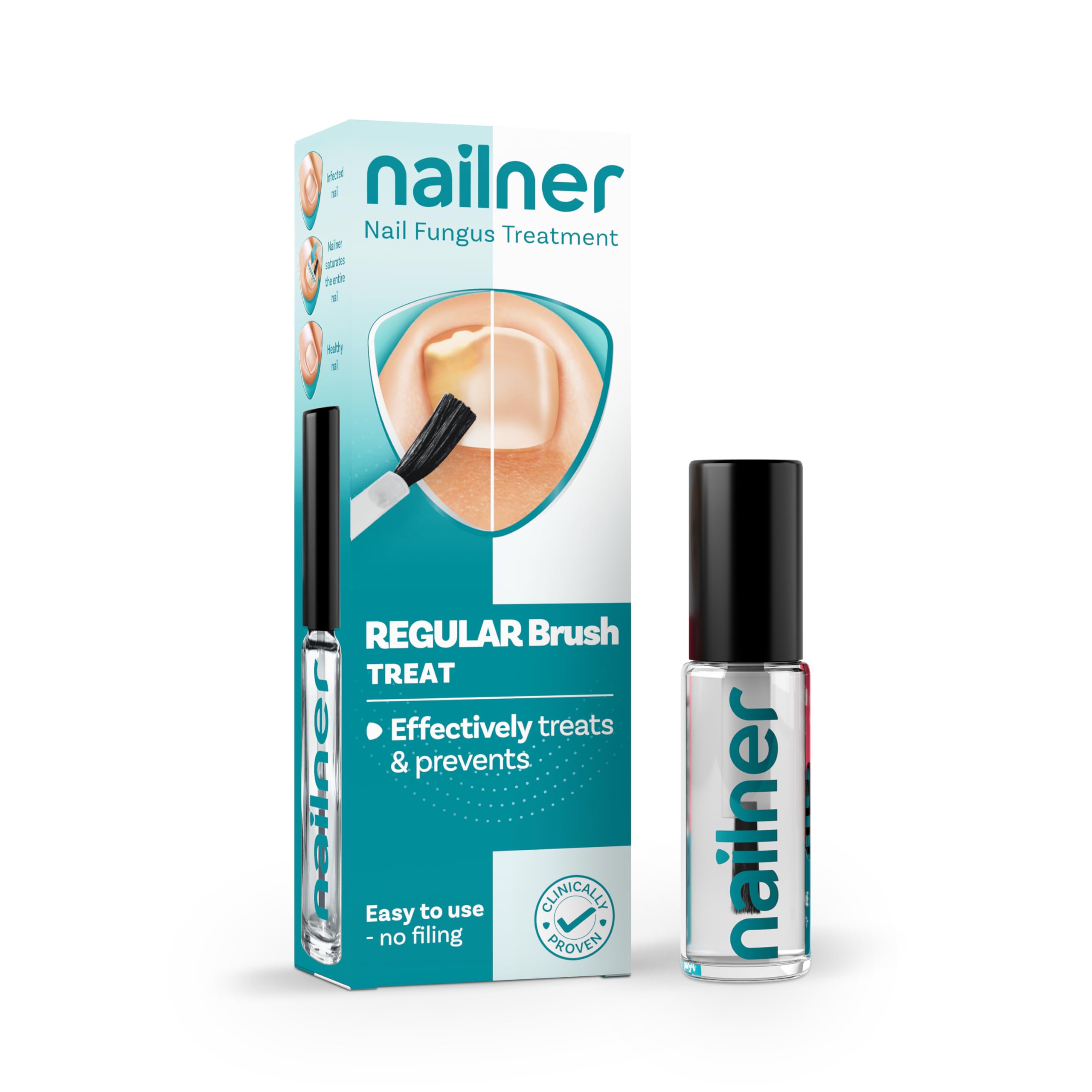 Nailner Fungal Nail Brush 5 ml - Treat & Prevent Fungal Nail Infection - Anti Fungal Nail Treatment for Toenails - Clinically proven - 300 Applications - Clear