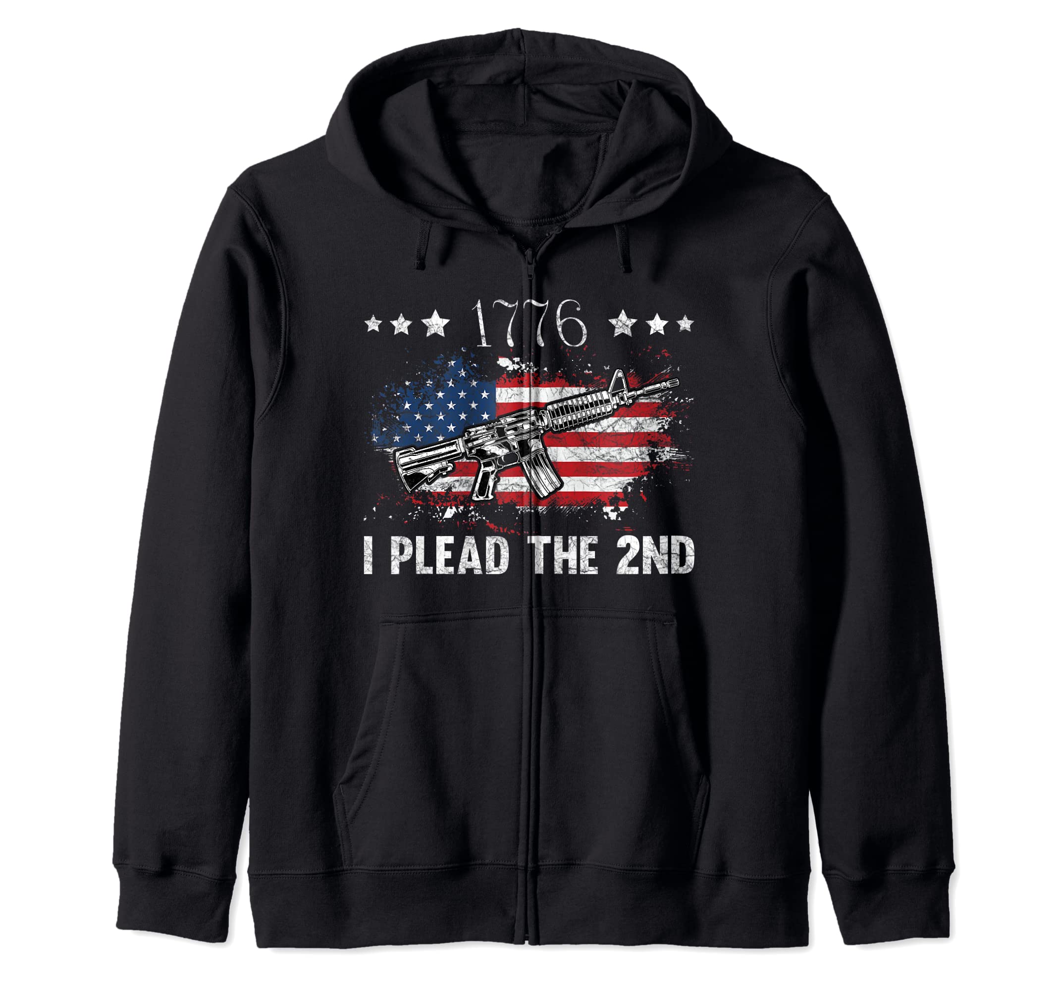 I Plead The 2nd Amendment Pro-Gun, AR-15 Rifle American Flag Zip Hoodie