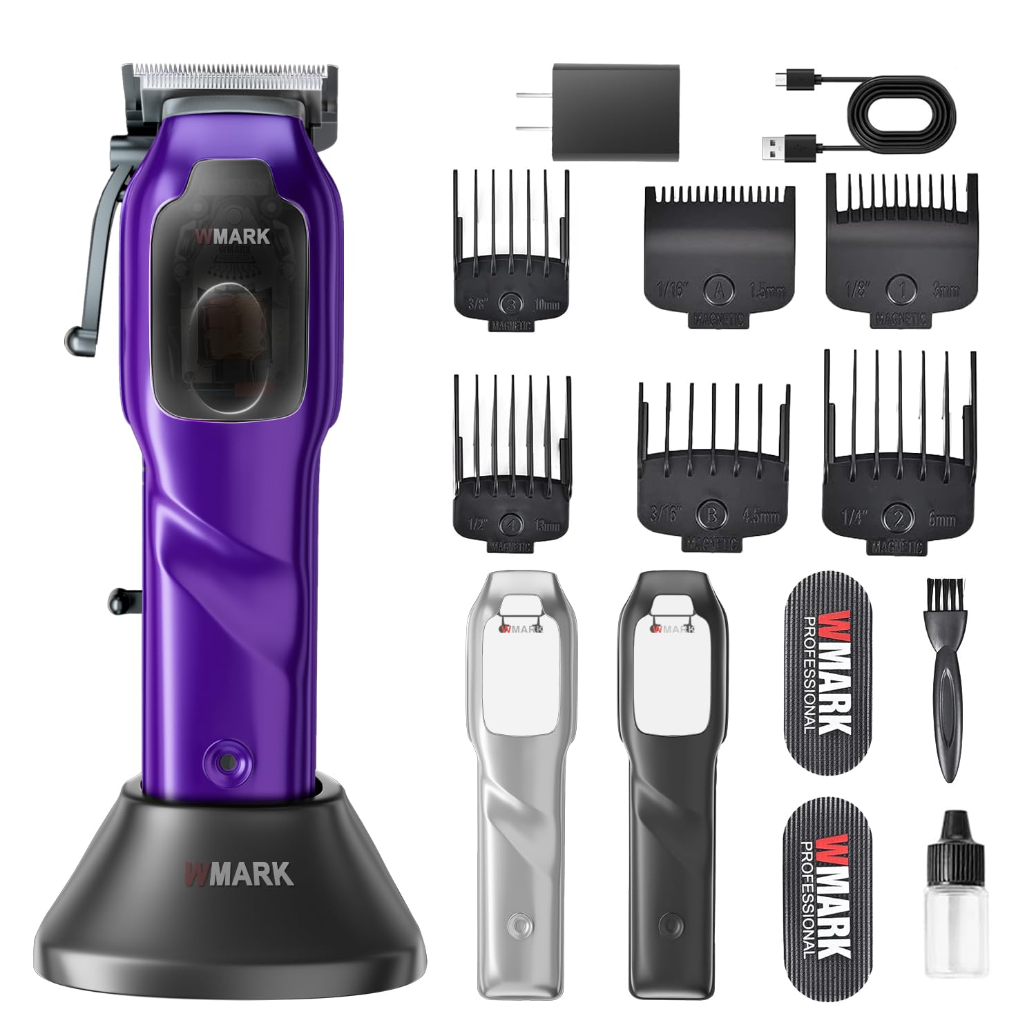 WMARK2023 NG-9003 HighSpeed Professional Hair Clipper Microchipped Magnetic Motor10000 RPM 9V Motor with Charge Stand (NG-9003 Purple)