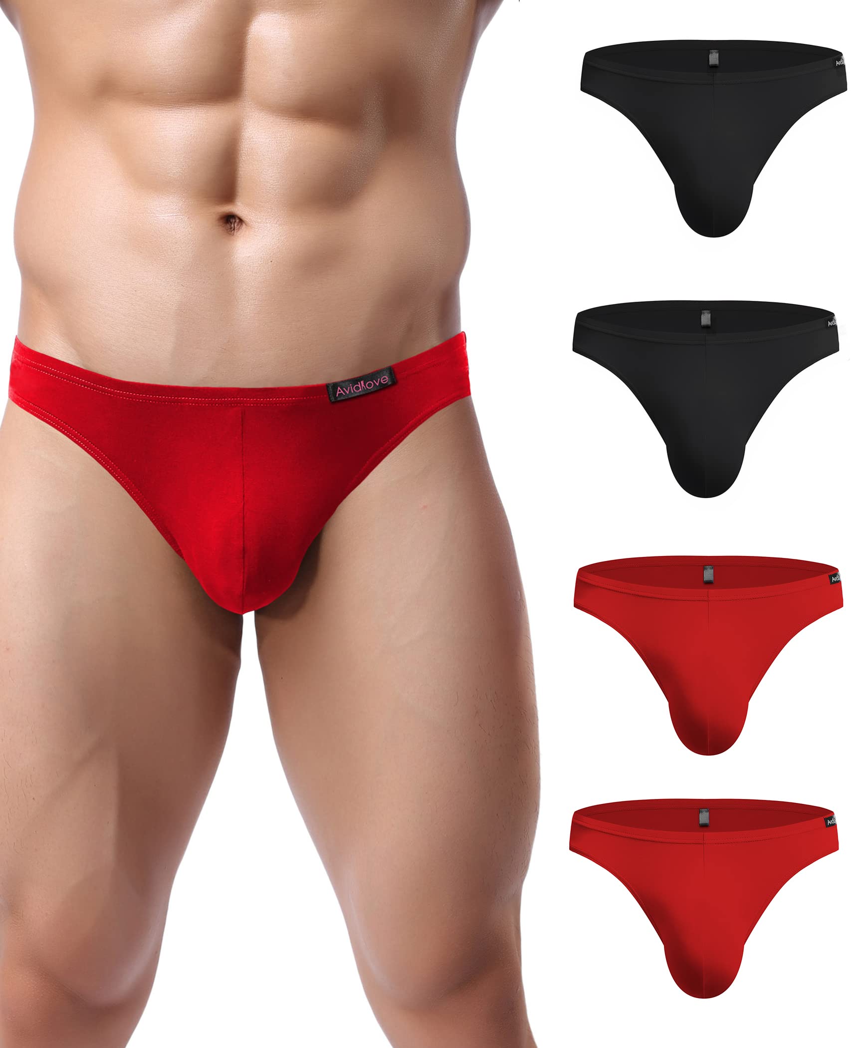 AvidloveMens Bikini Underwear Low Rise Briefs Microfiber Underpants 4 Pack