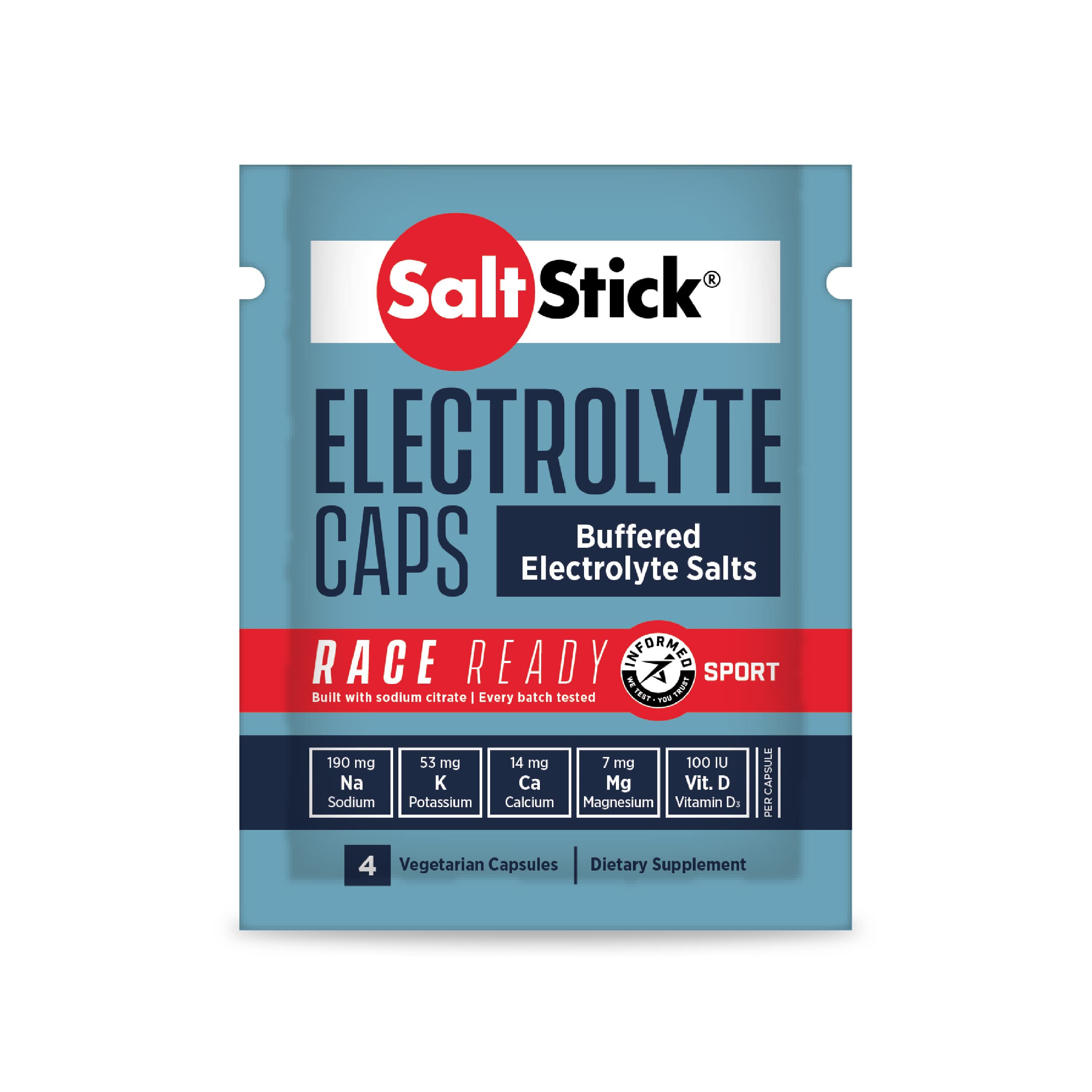 SaltStickRace Ready Electrolyte Capsules | Informed Sport Certified Electrolytes | Salt Pills/Tablets for Running | Hydration, Helps Reduce Muscle Cramps | 24 Packets, 4 Capsules Each